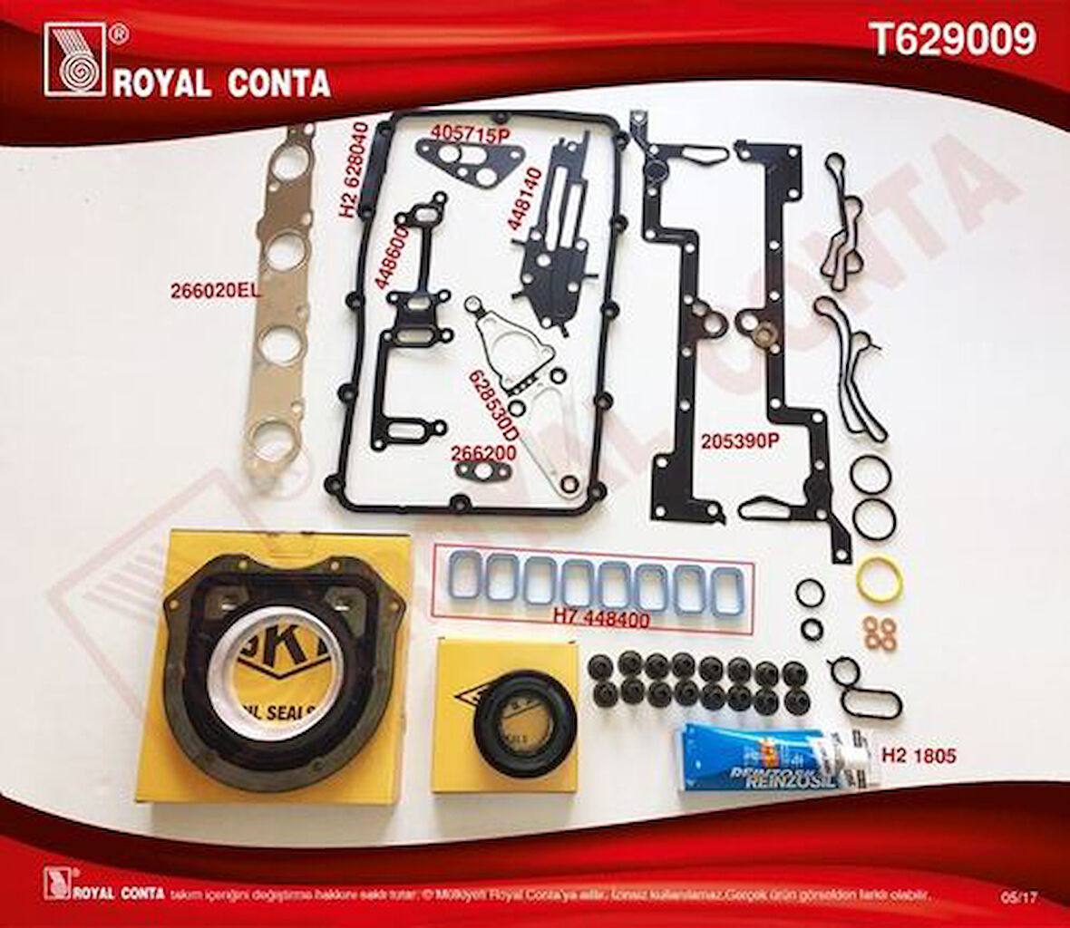 Royal T629009 Motor Takım Conta Skt Keçeli S.K.C Hariç Transit V347 11-14 V363 14-Ranger 12-2.2TDCI 155PS Euro 5 Arkadan İtişli BK316008AA