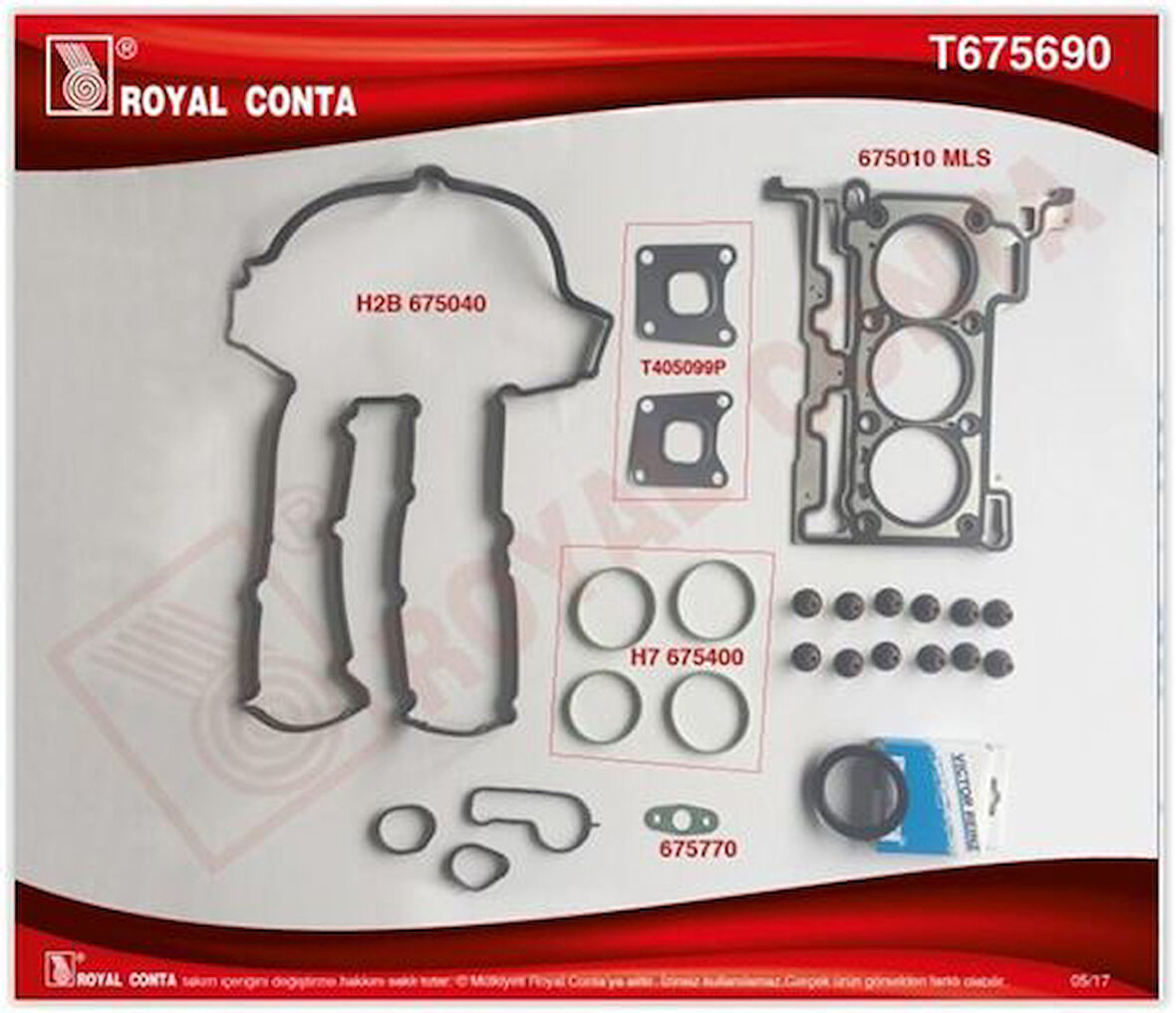 Royal T675690 Üst Takım Contası Subap Lastiklı Keçeli For B Ma1.0 12 Fiesta VI 1.0 13 Focus III 12 1.0L CM5G6008
