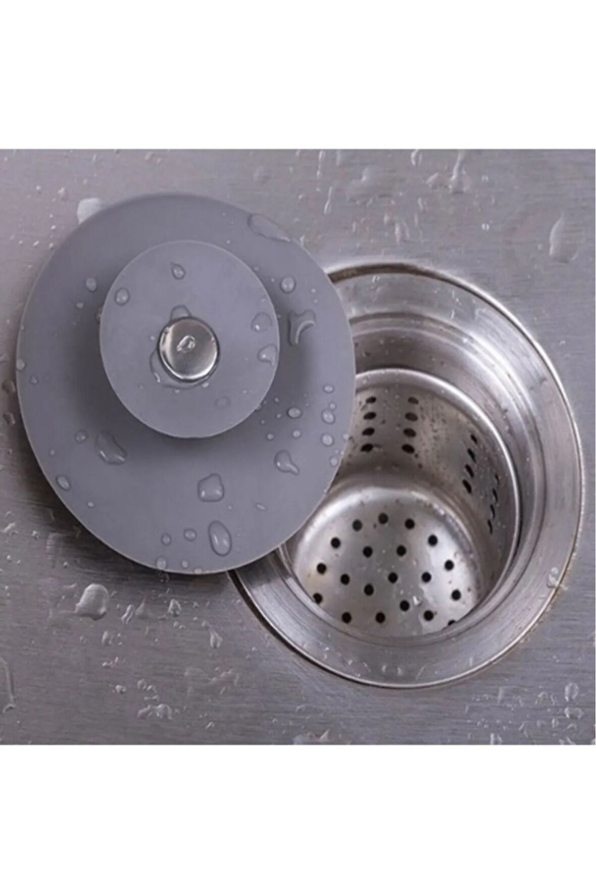 Çok Amaçlı Lavabo Gider Tıkacı | Silikon Süzgeç ve Tıpa | Mutfak, Banyo, Küvet Uyumlu