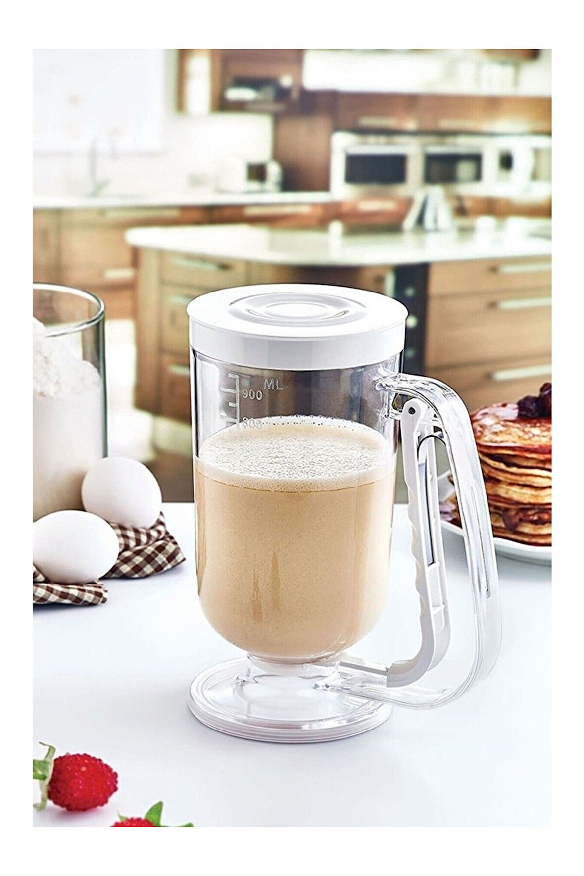 Pankek Dağıtıcı Hamur Porsiyonlayıcı Şekillendirici 900 ml Dökme Aparatı Beyaz