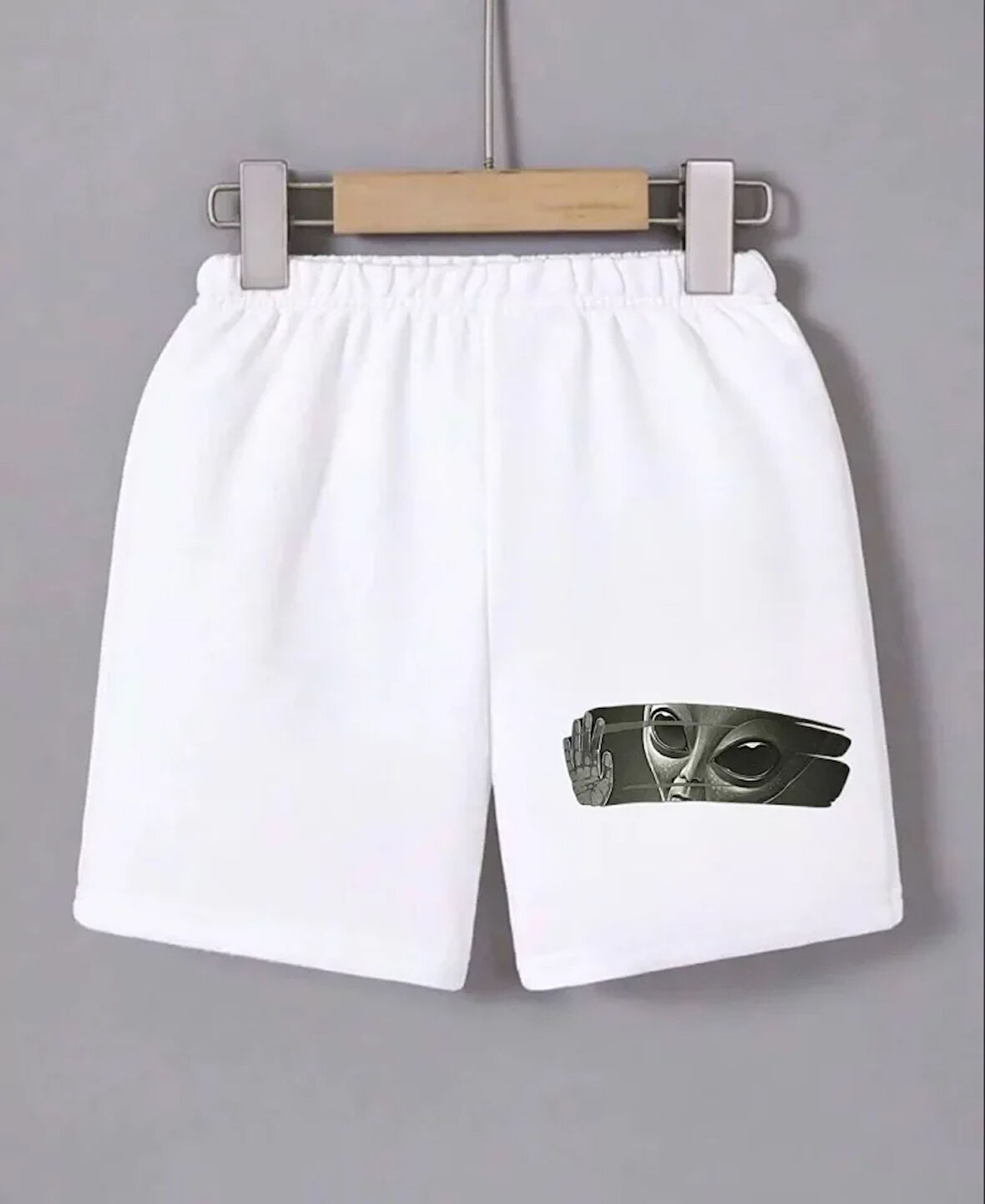 RAPHA Beli Lastikli Baskılı Mini Şort - Beyaz