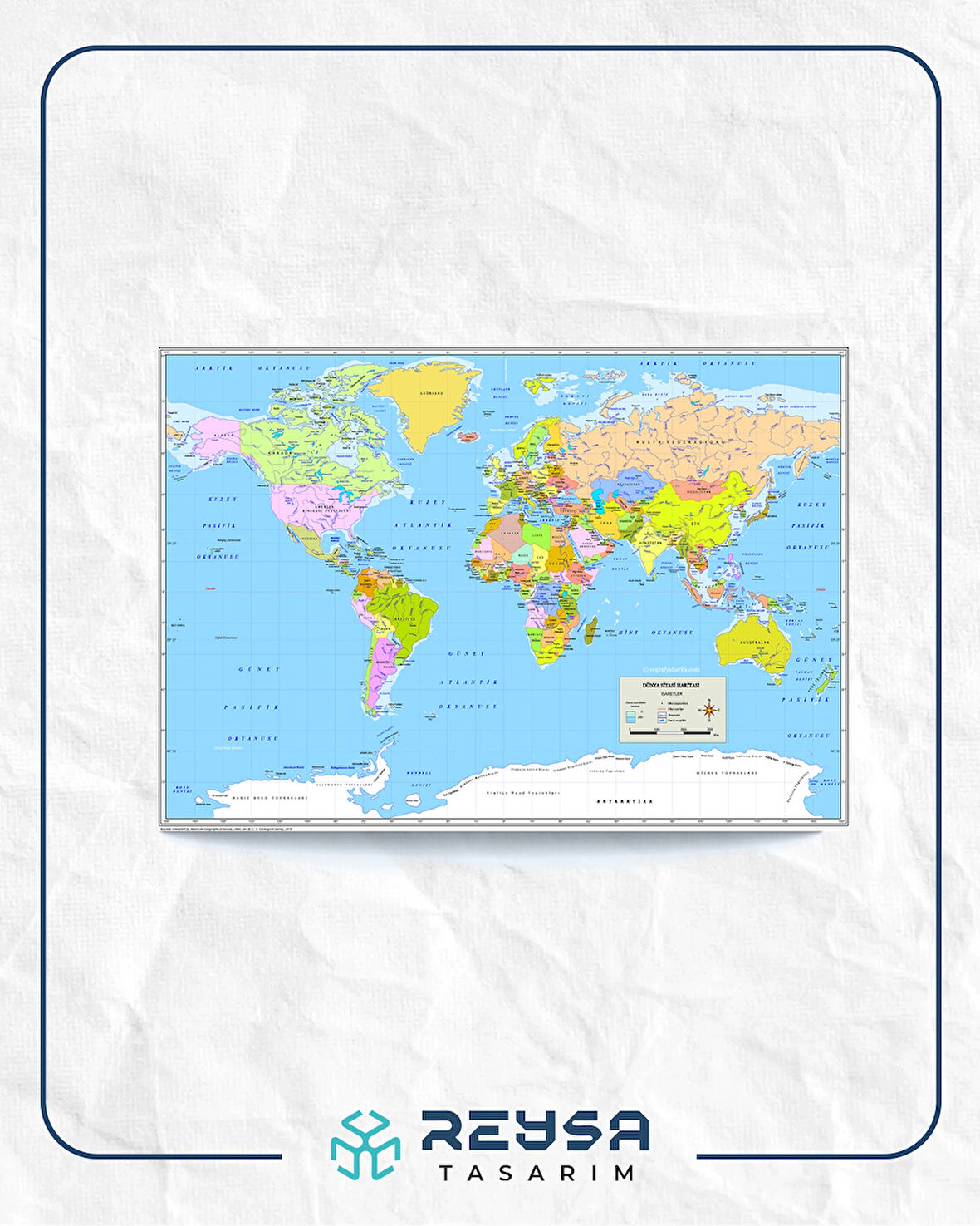 Dünya Haritası Posteri 50x70 cm