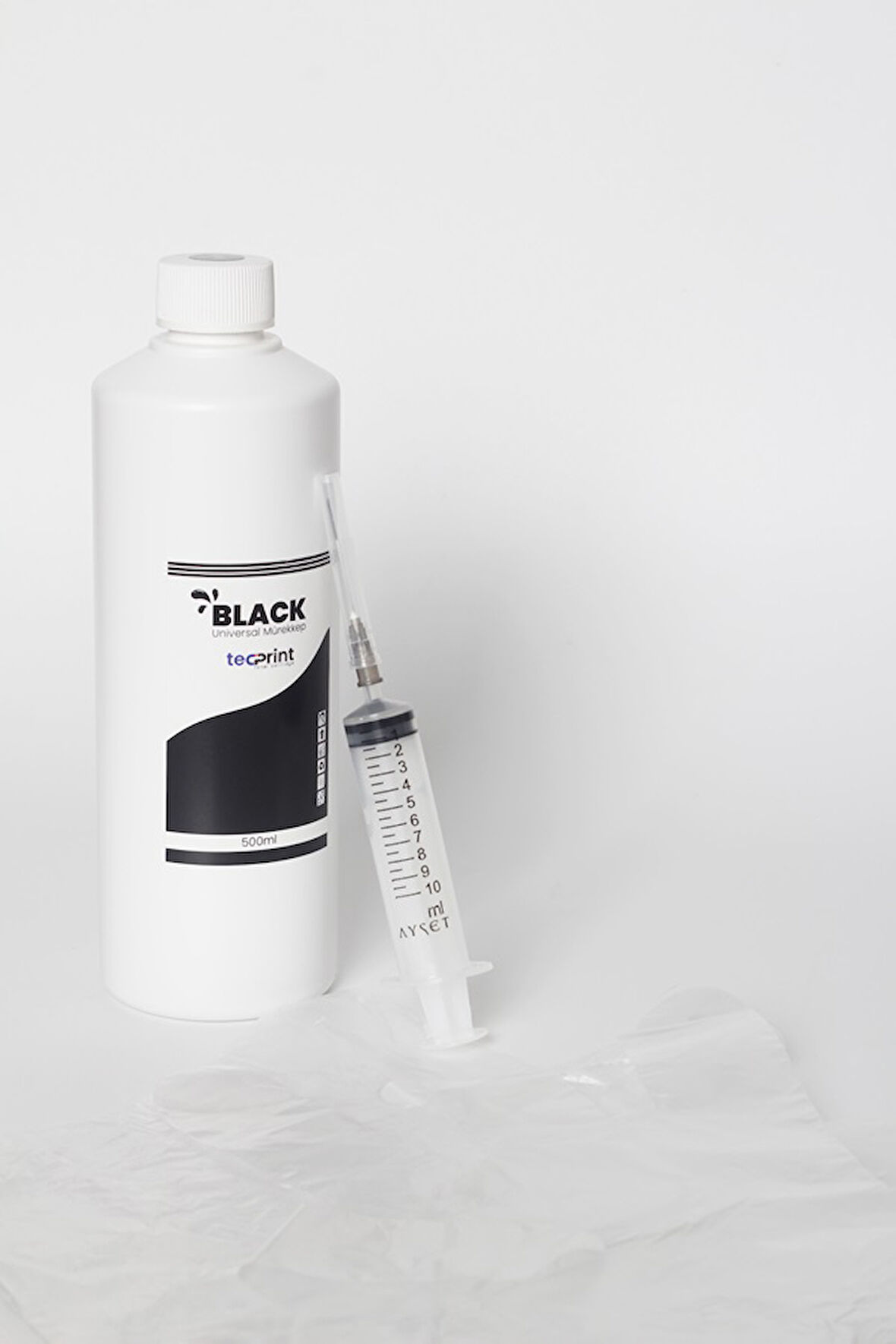 TECPRİNT Epson Uyumlu L220 500 ML Siyah Renk Muadil Mürekkep+Enjektör+Eldiven