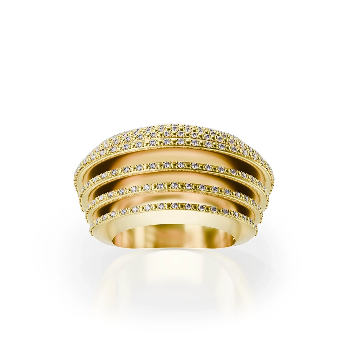 Geniş Tasarım Gümüş Yüzük – Orbit Stack