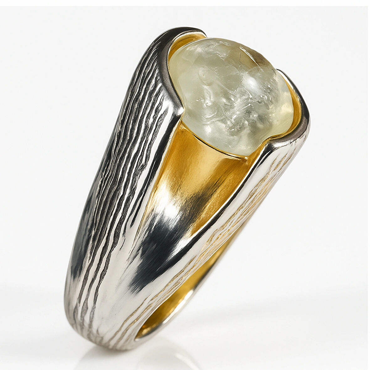 Kuvars Taşlı Gümüş Yüzük – Faultline