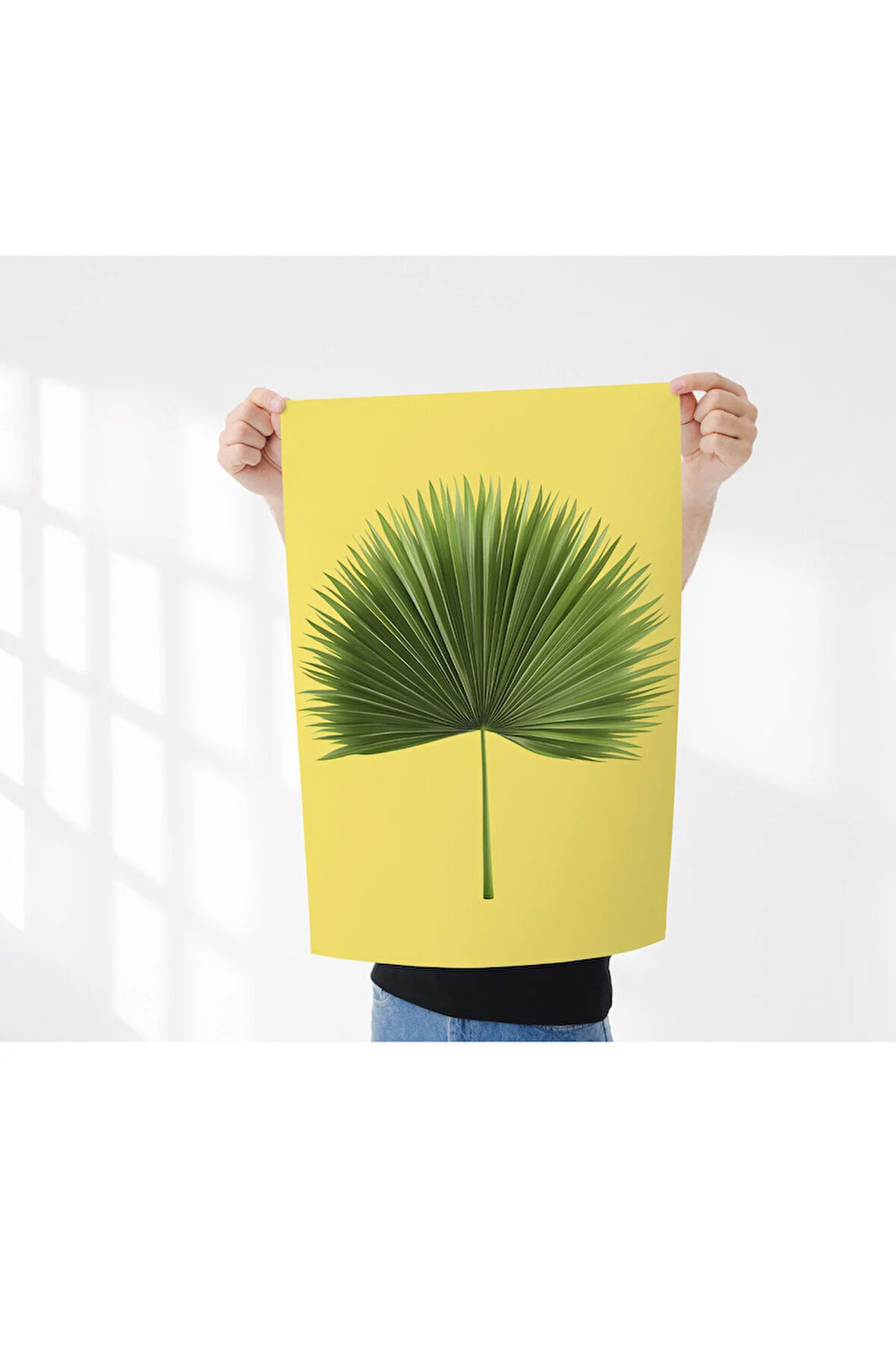 Çerçevesiz Poster Palmiye Yaprağı Temalı Dijital Baskı Poster, Sarı Renk, Ev, Ofis, Salon