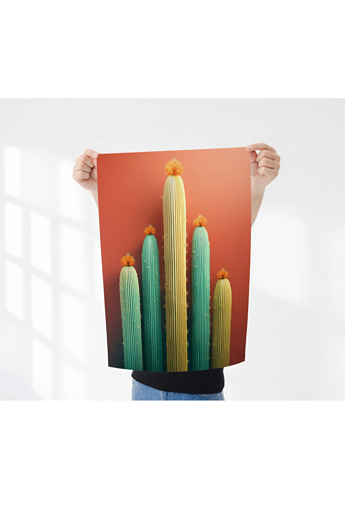 Çerçevesiz Poster Kaktüs Dijital Baskı Poster, Ev, Ofis, Salon Dekorasyon