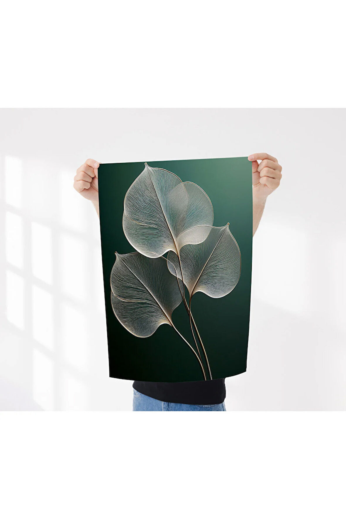 Çerçevesiz Poster, Yeşil Yaprak Temalı Dijital Baskı Poster, Ev, Ofis, Salon Dekorasyon