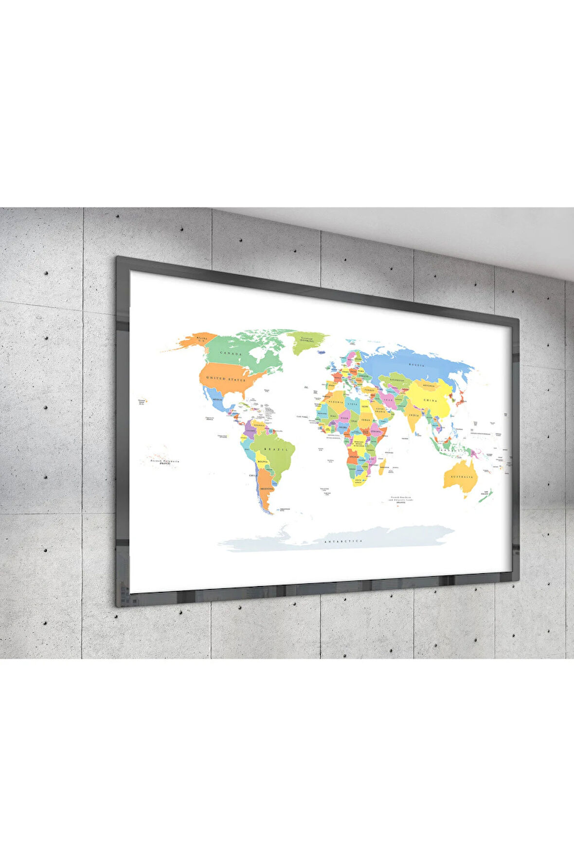 Çerçevesiz Poster Dünya Haritası Dijital Baskı Poster, Ofis, Salon Dekorasyon