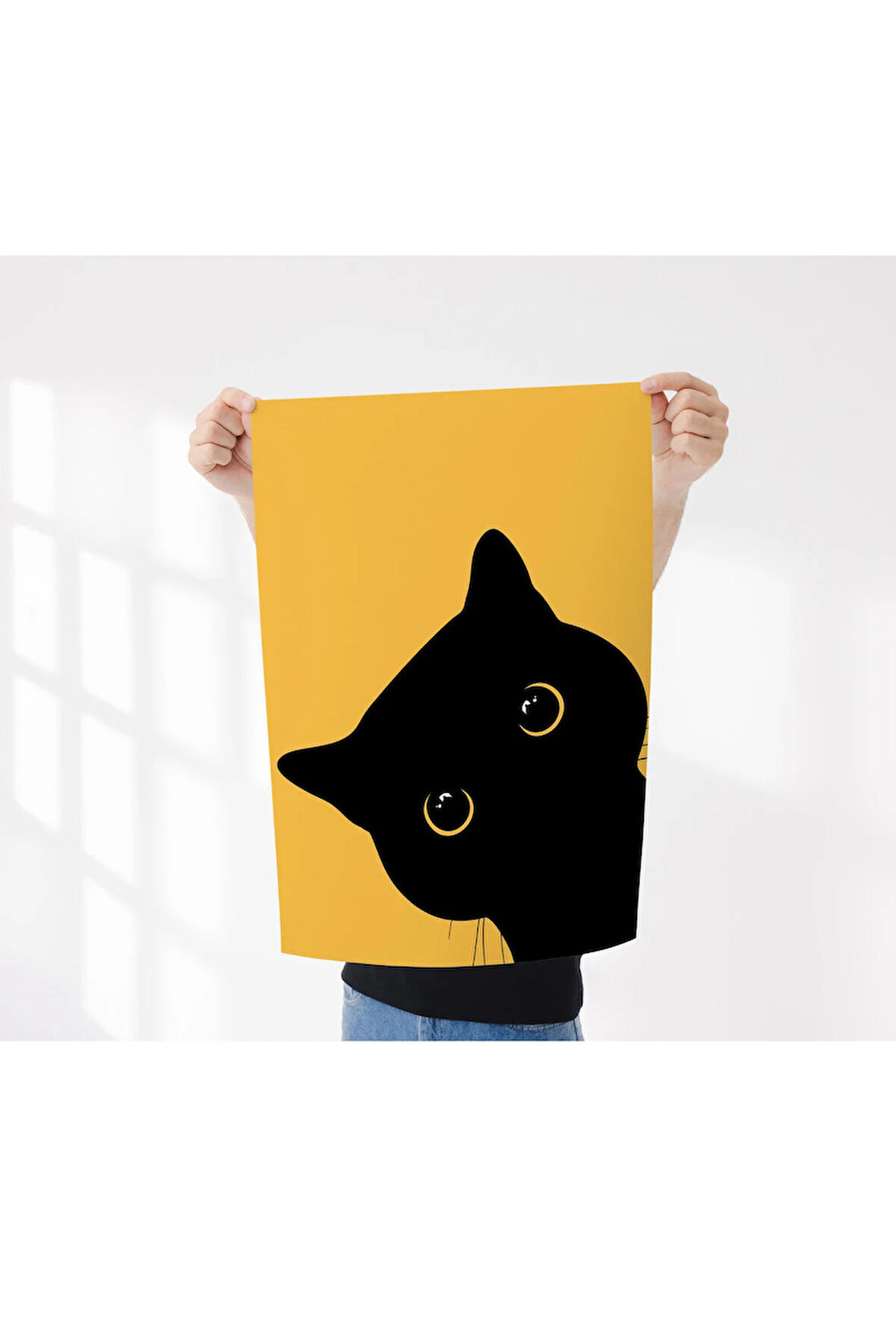 Çerçevesiz Poster Kara Kedi, Dijital Baskı Kağıt Poster Kara Kedi, Ofis, Salon Dekorasyon