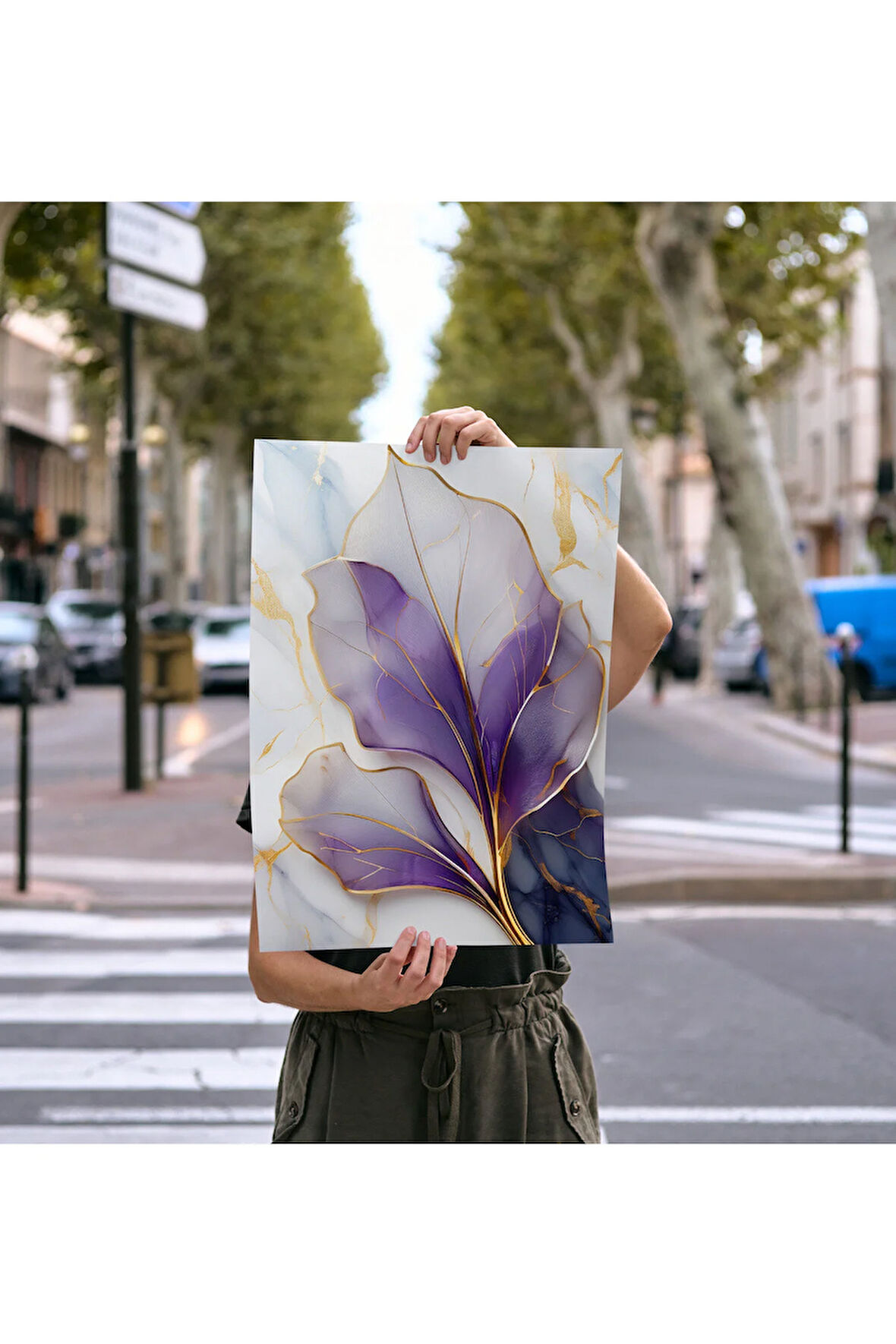 Çerçevesiz Poster, Dijital Baskı, Yaprak Temalı Soyut Poster , Modern, Soyut Minimalist Poster