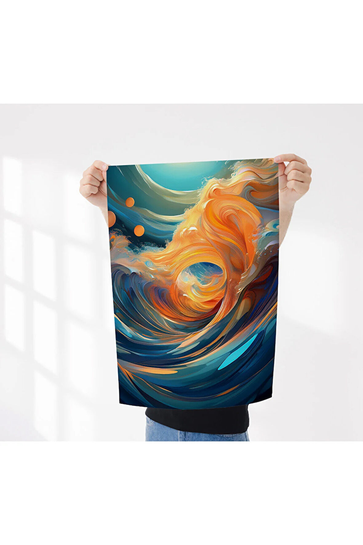 Çerçevesiz Poster Dalgalar, Dijital Baskı Dalgalar Poster, Ofis, Salon Dekorasyon