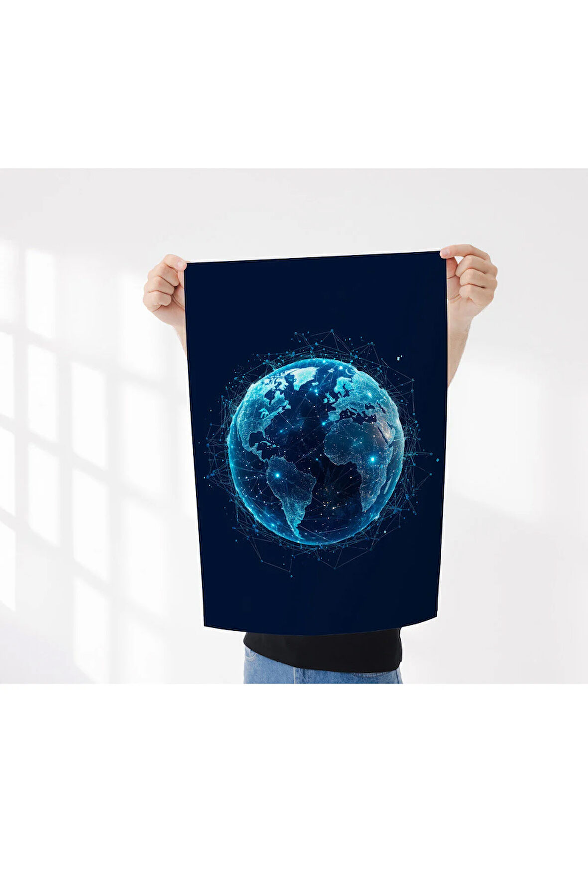 Çerçevesiz Poster, Dijital Baskı Dijital Ağ Dünya Temalı Poster, Ofis, Mutfak Dekorasyon