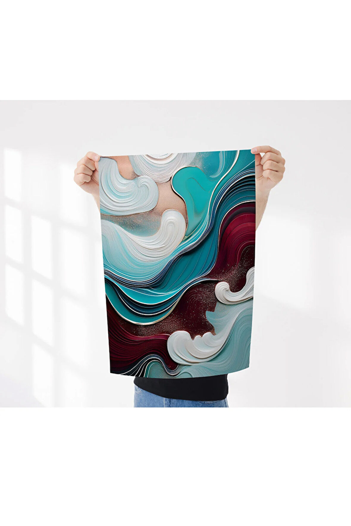 Çerçevesiz Poster, Dijital Baskı Soyut Dalga Temalı Poster, Minimal, Ev, Ofis, Mutfak Dekorasyon