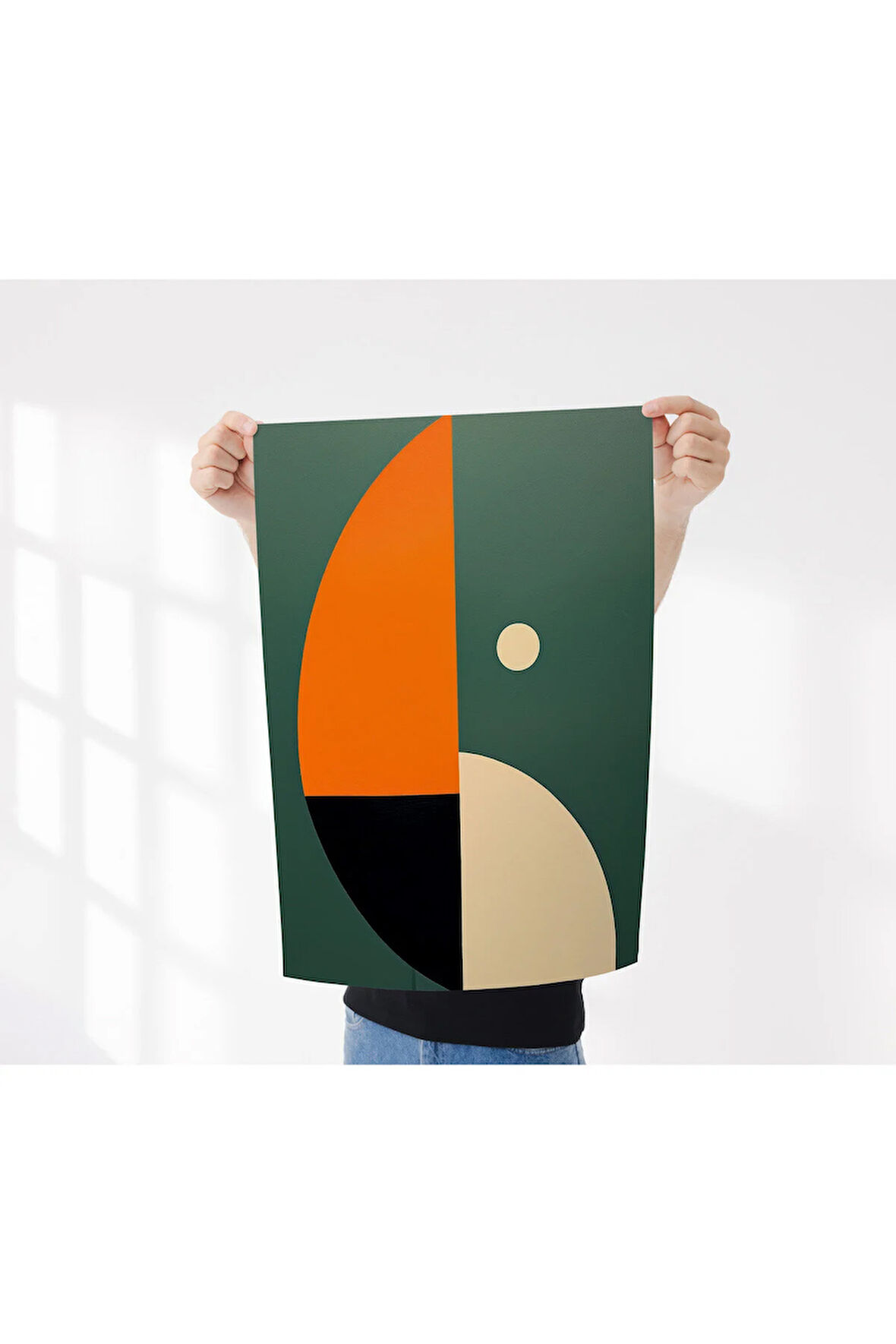 Çerçevesiz Poster, Dijital Baskı Geometrik Soyut Yarım Daireler Poster, Çerçeve İçi Poster,Minimal