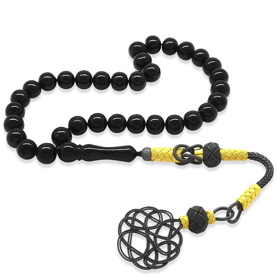 1000 Ayar Gümüş Kazaz Püsküllü Küre Kesim Erzurum Oltu Taşı Tesbih