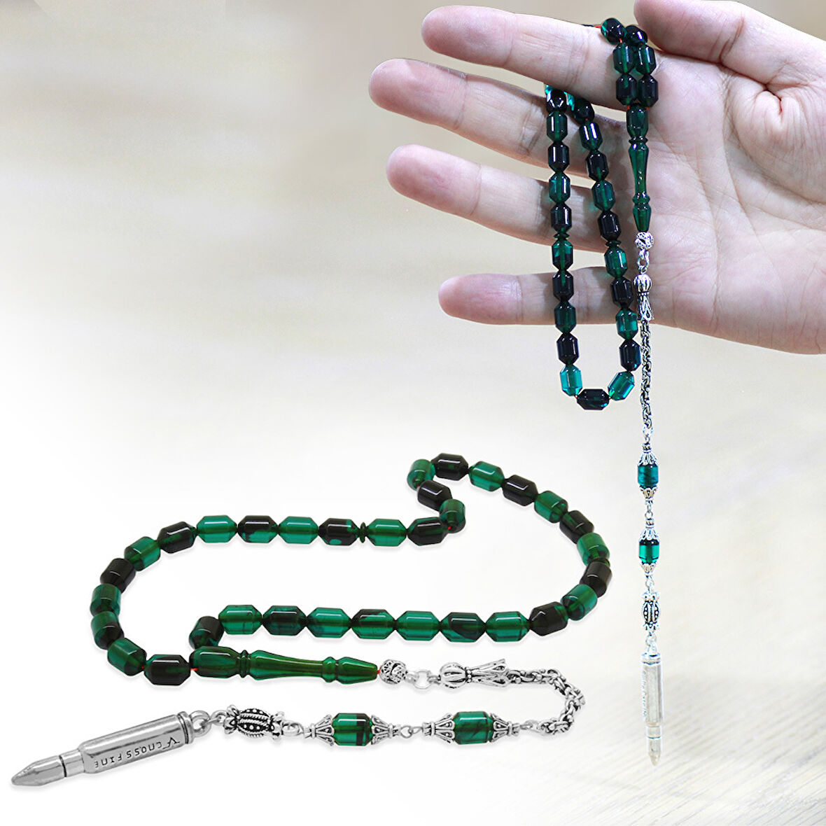Kararmaz Metal Arnavut Püsküllü Uçlu Kapsül Kesim Turkuaz Siyah Ateş Kehribar Tesbih