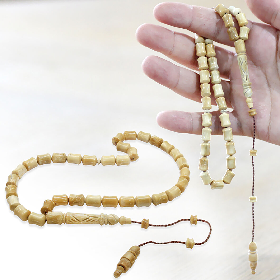 Sistemli Özel Kesim İmame İşçilikli Beyaz Saray Kuka Tesbih