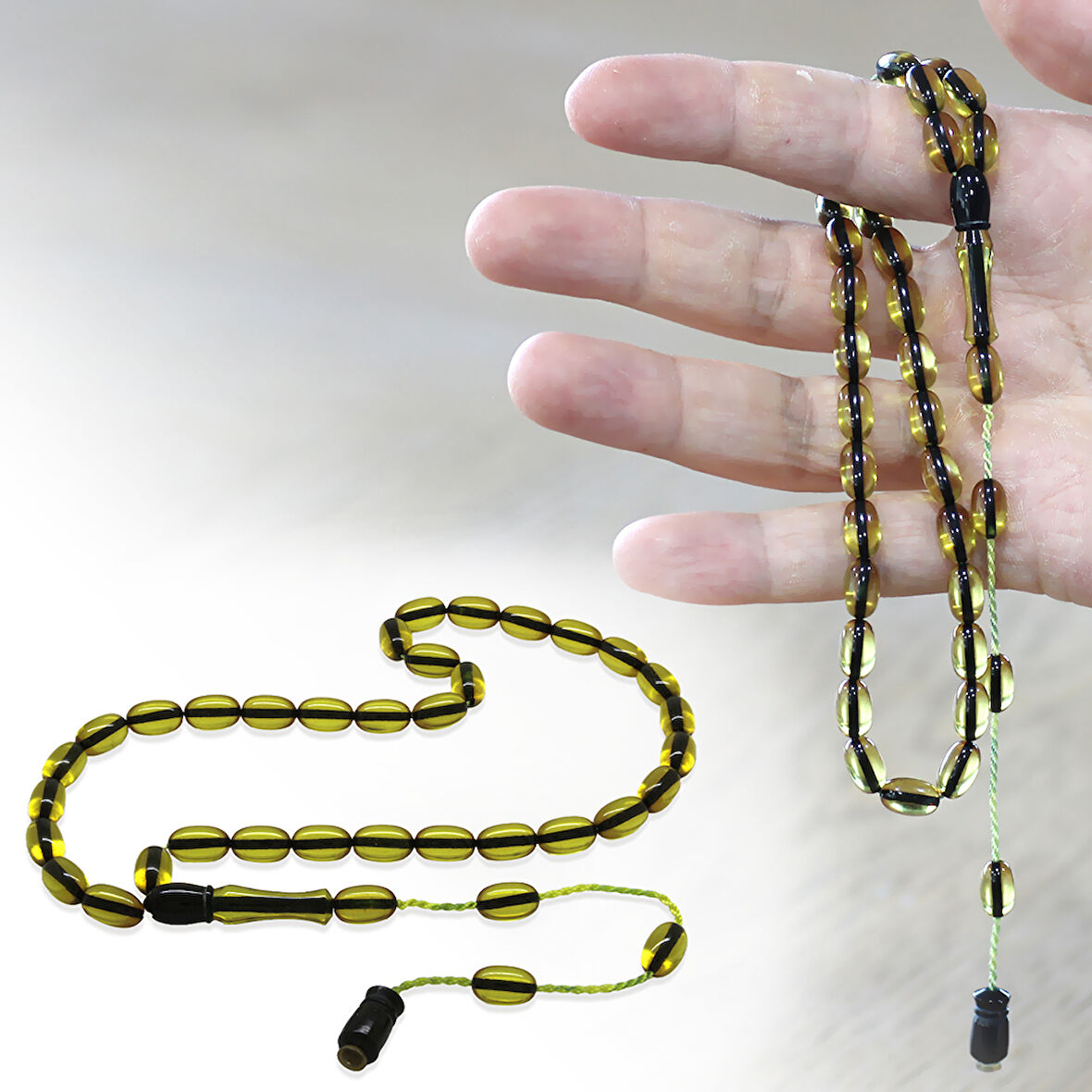 Sistemli Özel Kesim Ihlamur Sarısı Ateş Kehribar Tesbih