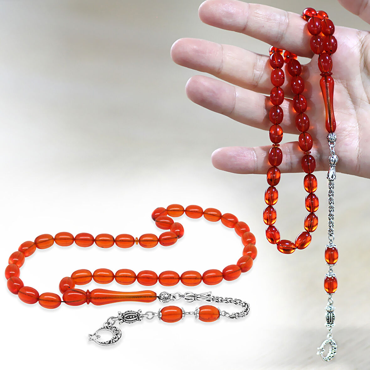 Kararmaz Metal Arnavut Zincir Püsküllü Sülün İmame Beyzi Kesim Kırmızı Katalin Tesbih