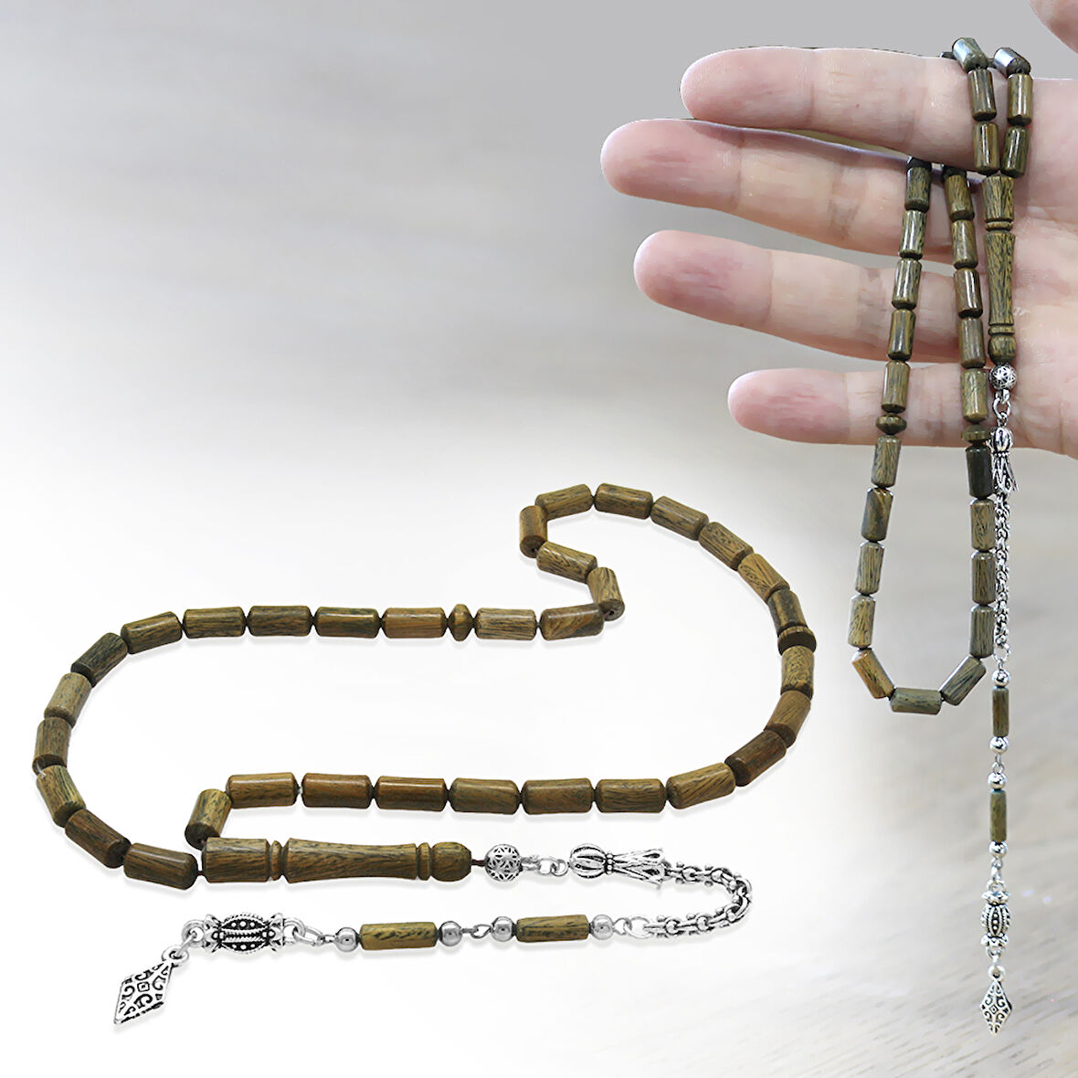 Kararmaz Metal Arnavut Zincir Püsküllü Kapsül Kesim Açık Kahverengi Pelesenk Tesbih