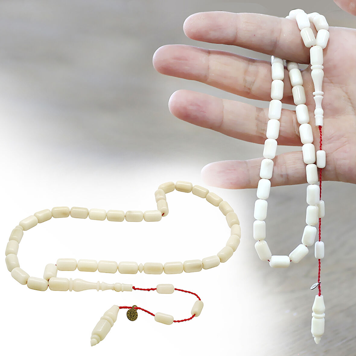 Sistemli Sadullah Usta İşçilikli Kapsül Kesim Koleksiyonluk Beyaz Renk Narçıl Tesbih