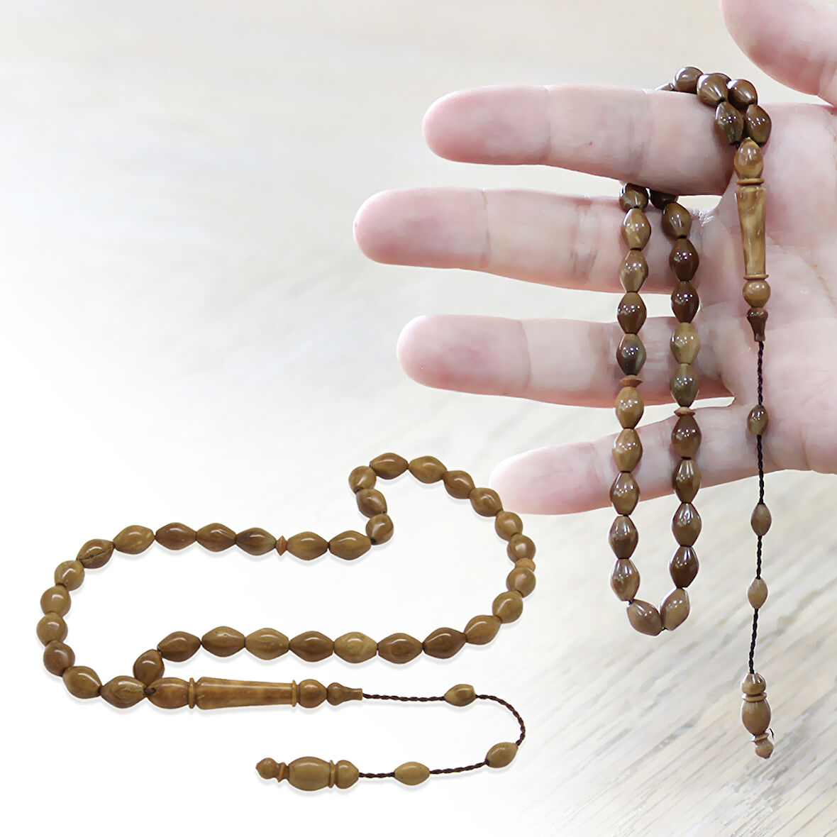 Kuka Tesbih - Sistemli - Kahverengi - Arpa Kesim