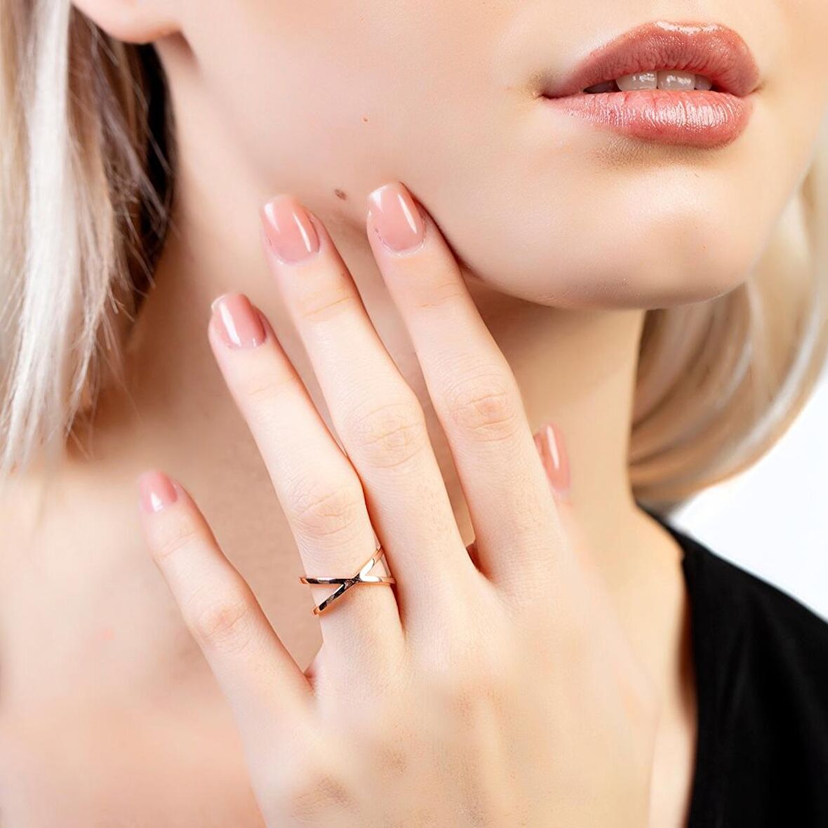 Cats Eye Tasarım Rose Renk Free Size 925 Ayar Gümüş Kadın Yüzük