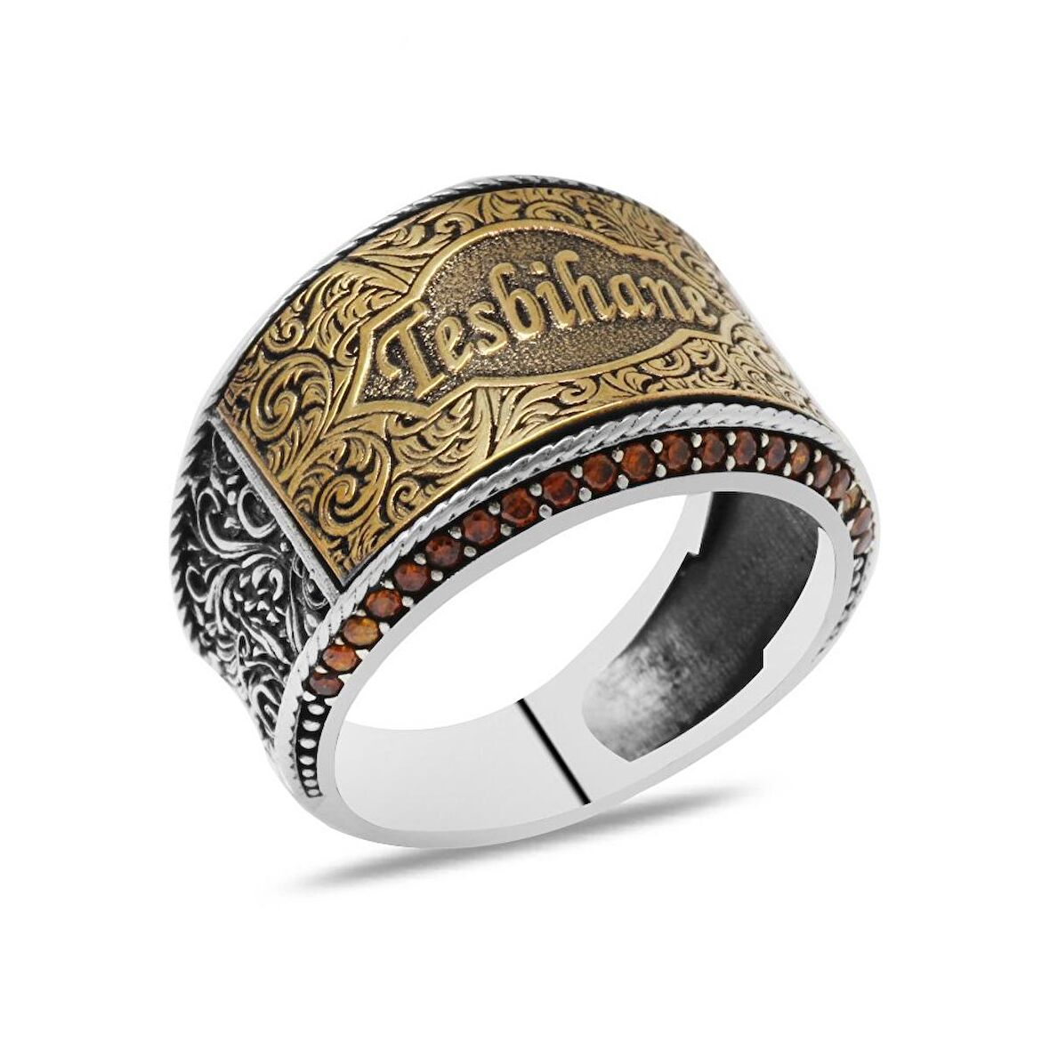 Mikro Kırmızı Zirkon Taş Mıhlamalı Kişiye Özel İsim Yazılı 925 Ayar Gümüş Erkek