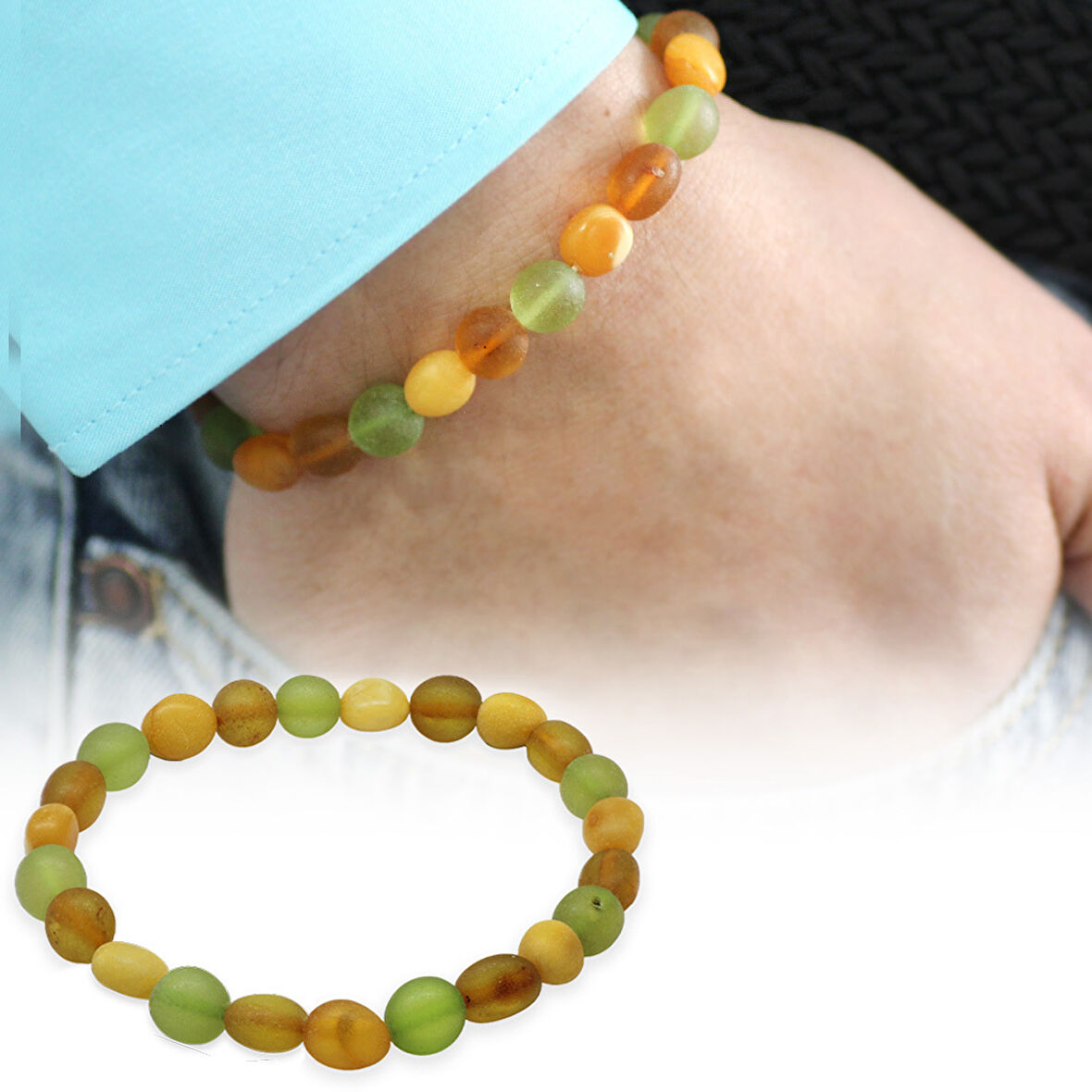 Mat Pastel Renk Natural Form Doğal Damla Kehribar Erkek Bileklik