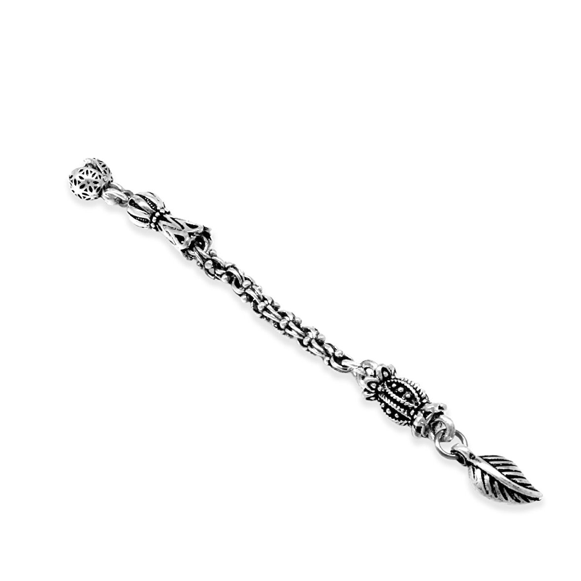 Yaprak Temalı Arnavut Zincirli Tek Kamçılı Kararmaz Metal Püskül