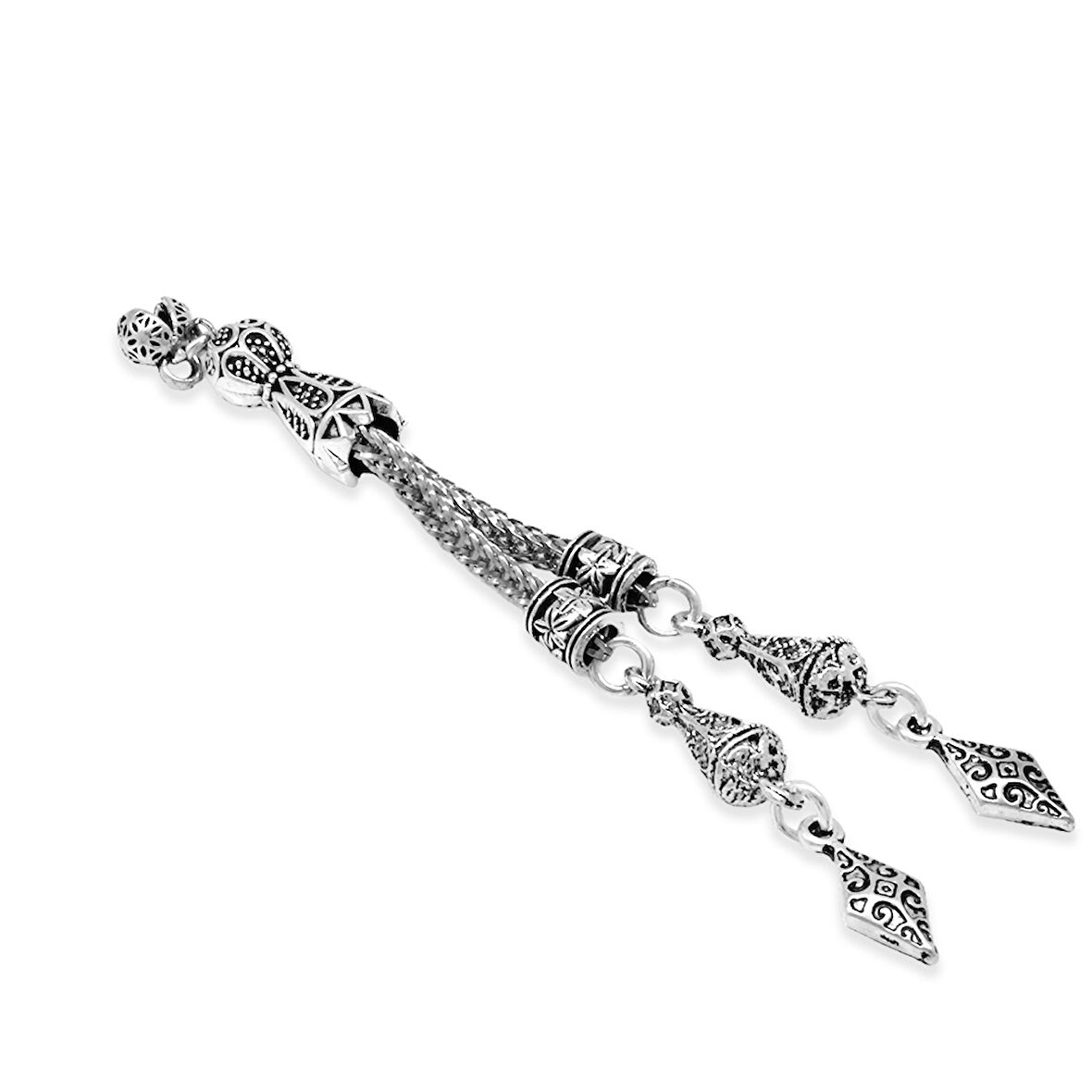 Anadolu Motifi Temalı Foxtail Zincirli Çift Kamçılı Kararmaz Metal Püskül