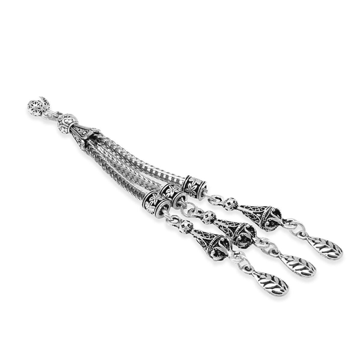 Buğday Temalı Foxtail Zincirli Üç Kamçılı Kararmaz Metal Püskül