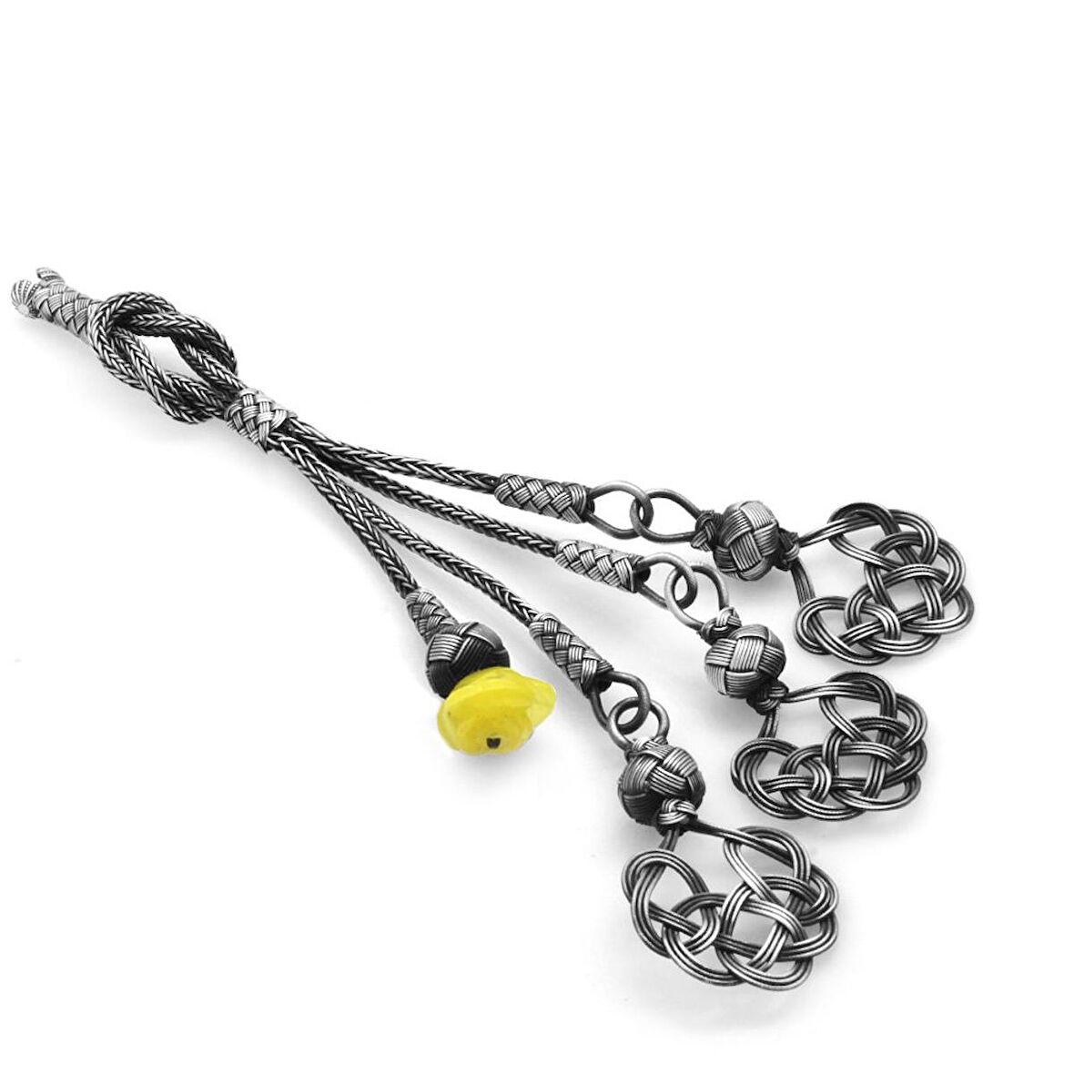 Eskitme Renk Sarı Çiçek Detaylı 4lü 1000 Ayar Kazaz Püskül