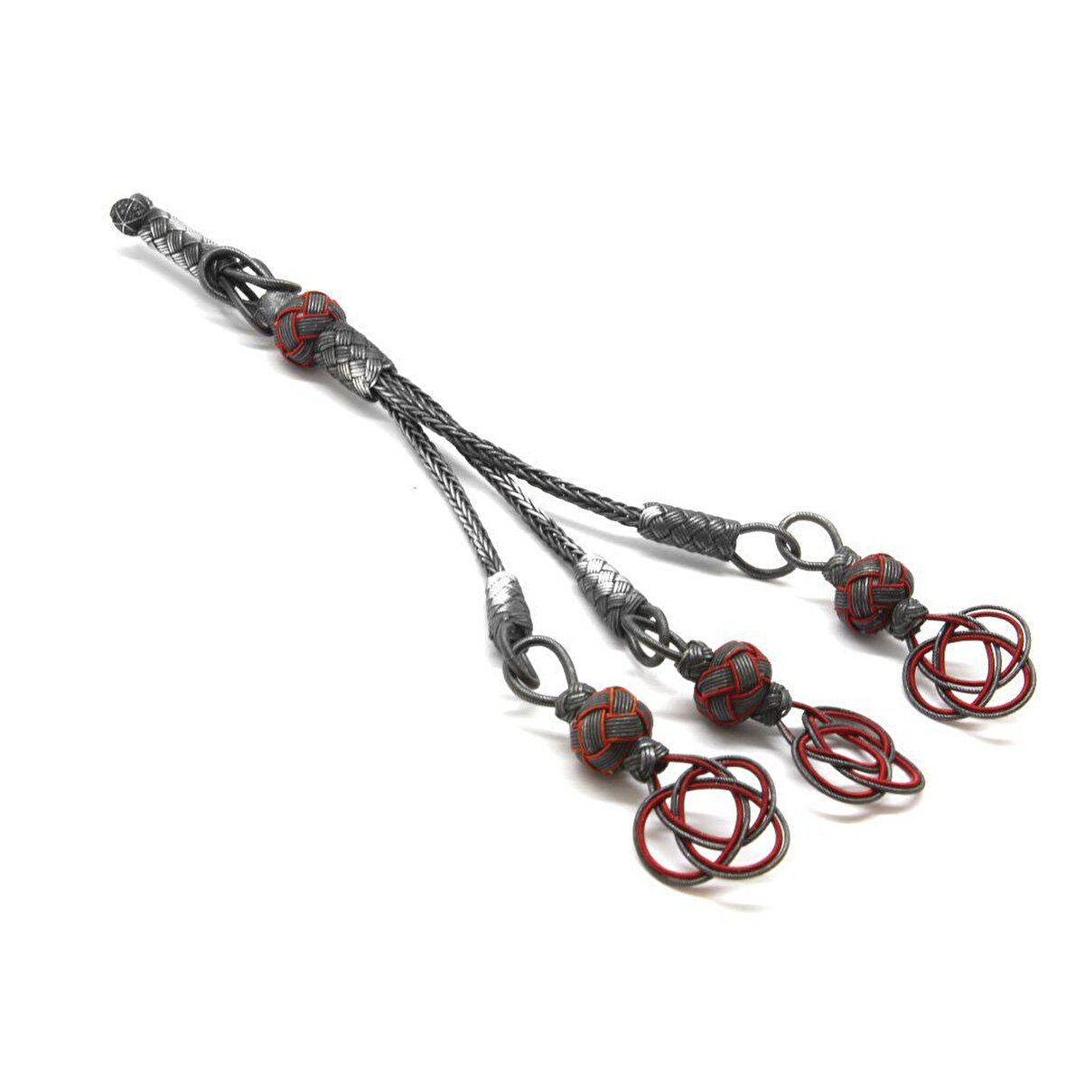 Kırmızı-Eskitme Renk 1000 Ayar Gümüş 3lü Kazaz Püskül