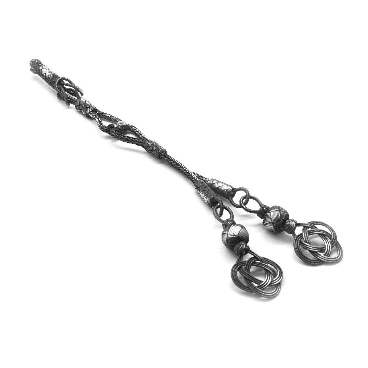 Eskitme Renk 1000 Ayar Gümüş 2li Kazaz Püskül