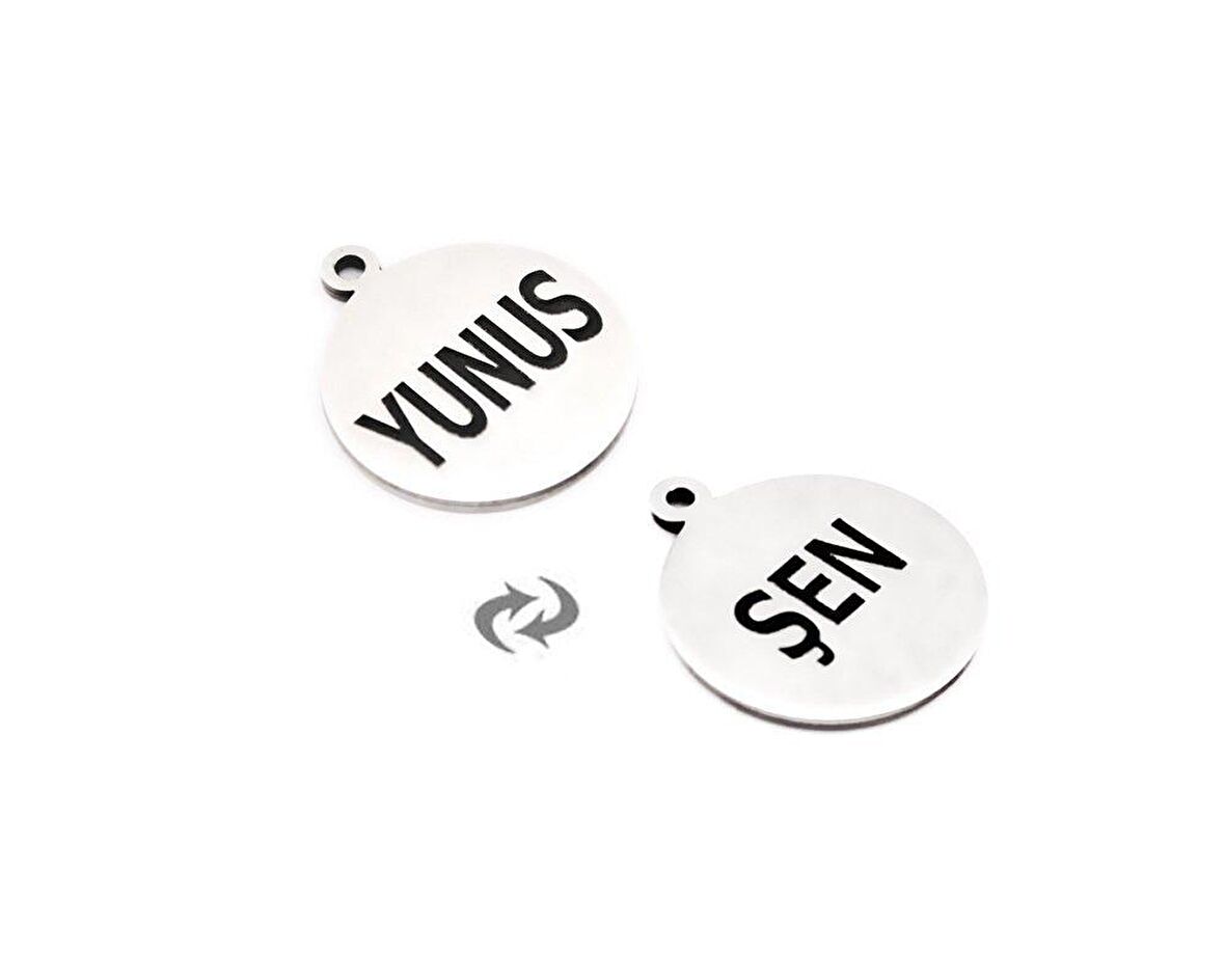 Kişiye Özel Çift İsim Yazılı 925 Ayar Gümüş Oval Püskül Ucu