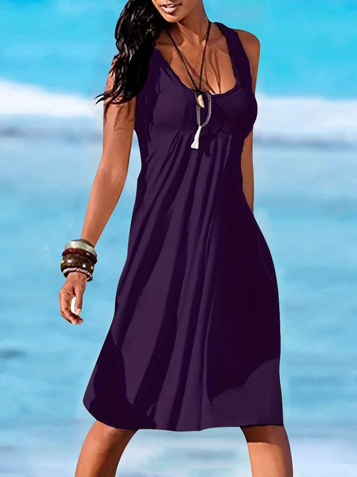 Rose's Boutiqe All About Women Kadın Kolsuz Göğüs Altı Pileli Viskon Elbise
