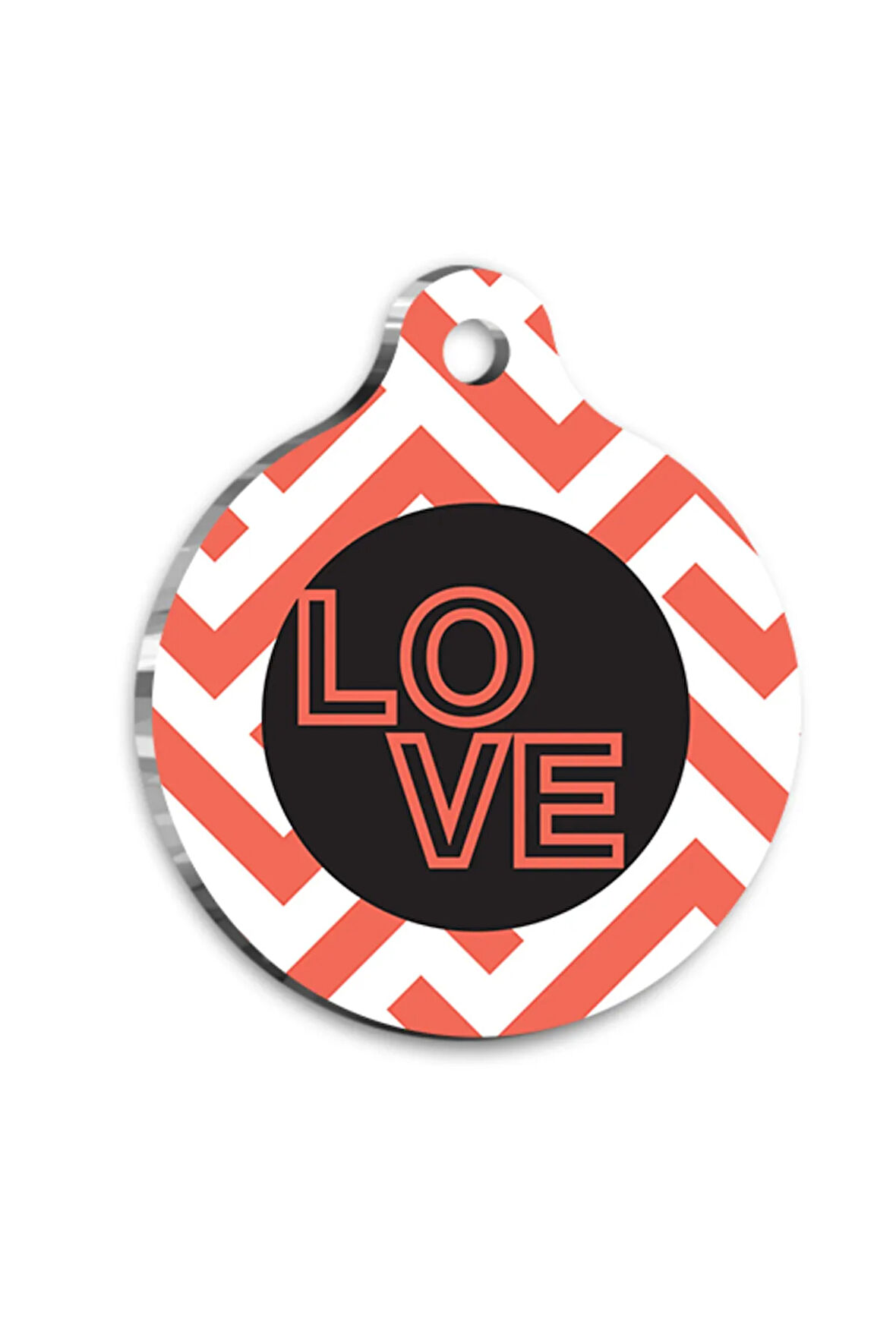 Zikzaklı Love Kedi Köpek Künyesi Large 3,8 cm