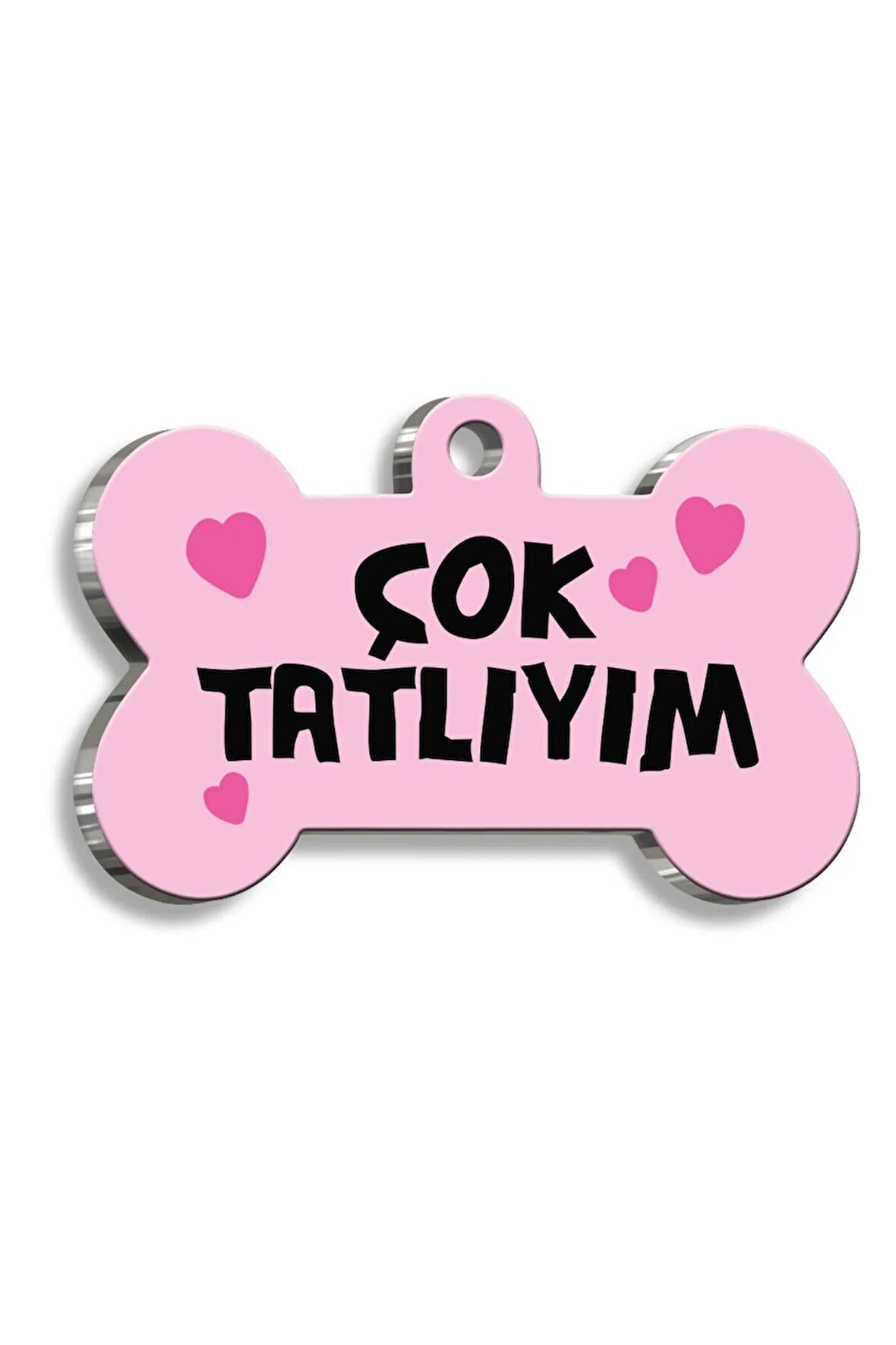 Çok Tatlıyım Kemik Şekilli Kedi Köpek Künyesi Small 2,1 x 3,1 cm