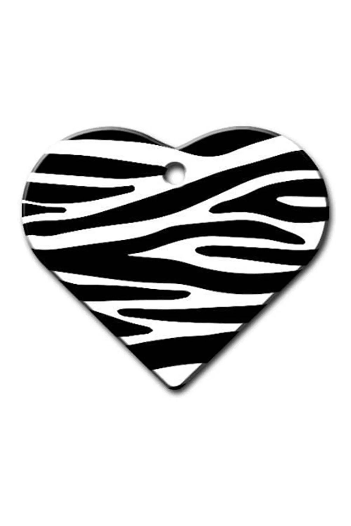 Zebra Desenli Geniş Kalp Kedi Köpek Künyesi