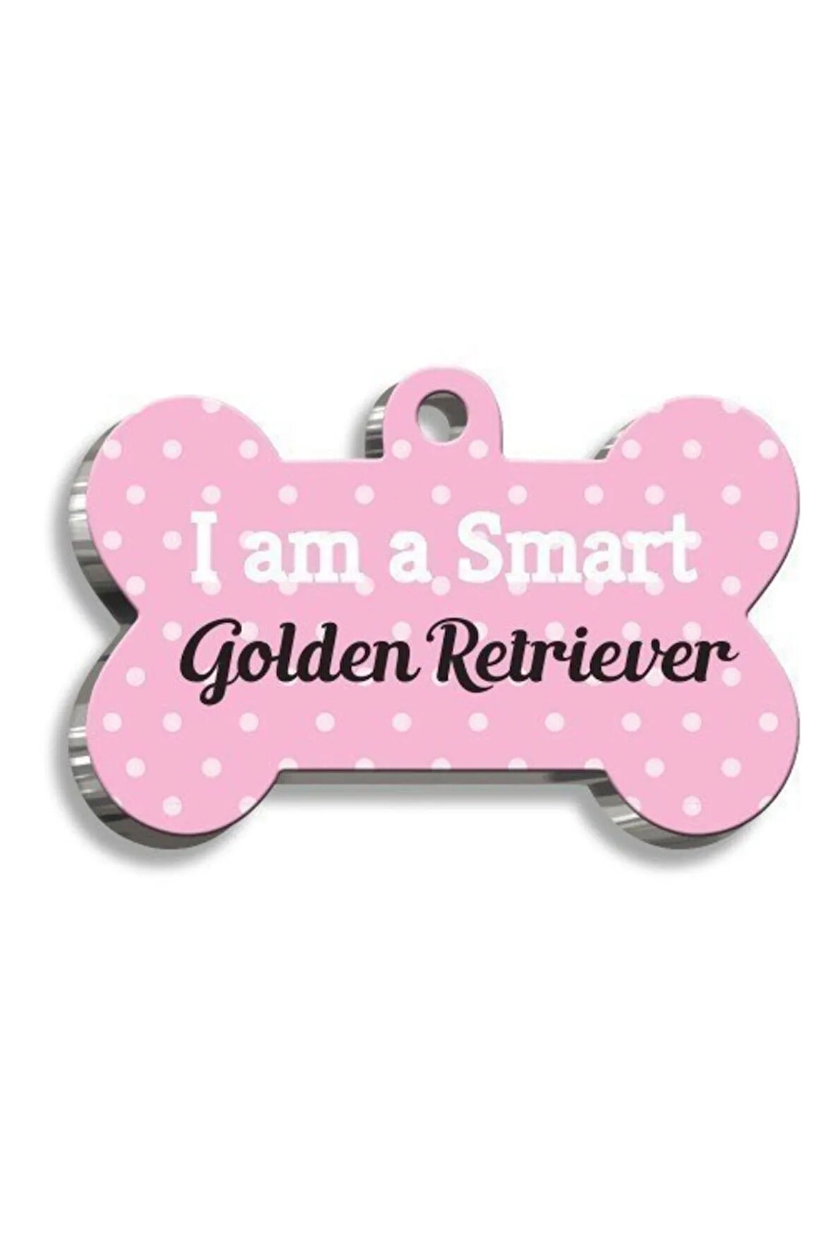 Golden Retriever Pembe Kemik Şekilli Köpek Künyesi XLarge: 3,3 x 5 cm.