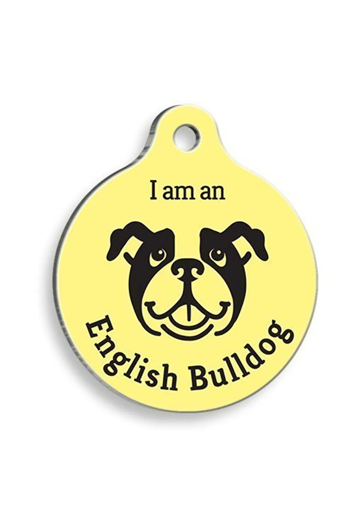 Sarı English Bulldog Yuvarlak Köpek Künyesi Large: 3,8 cm.