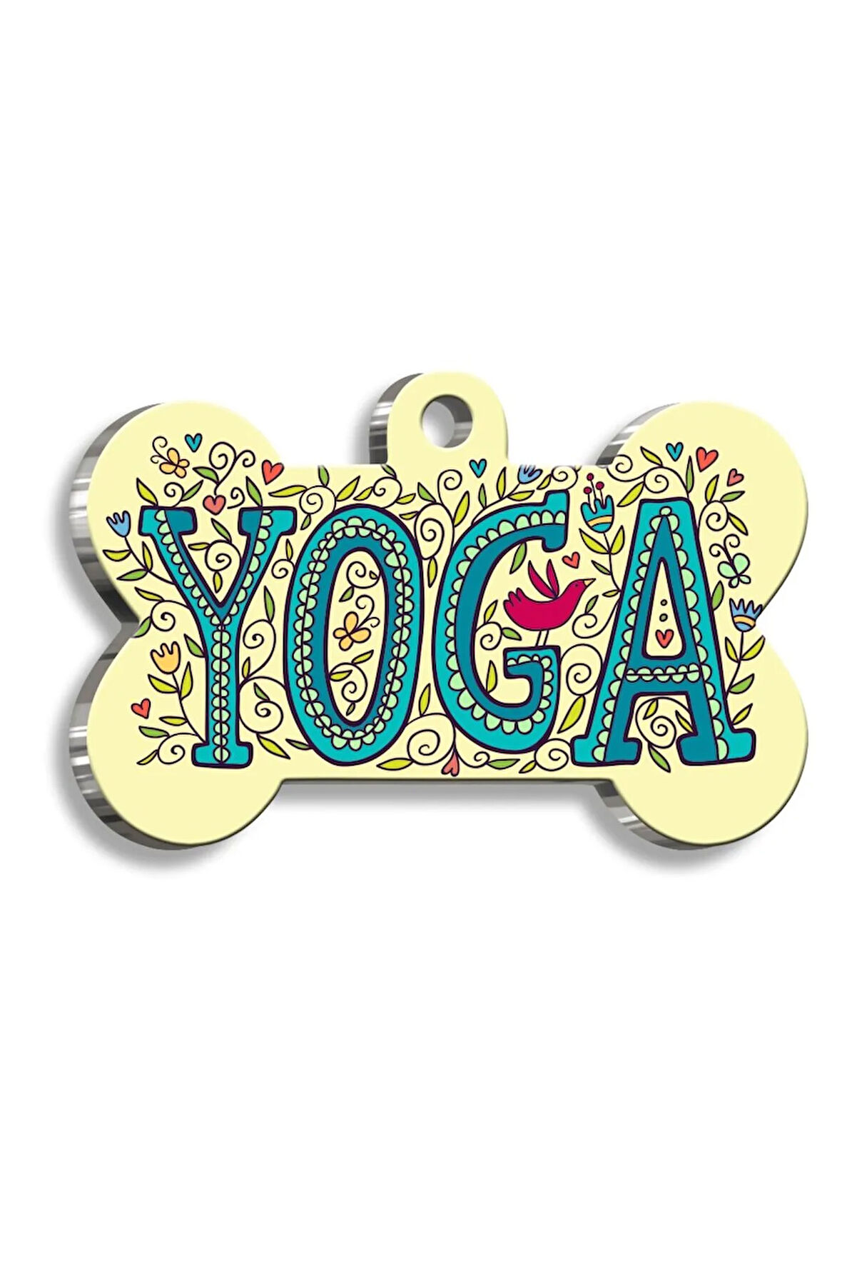 Yoga Sarı Kemik Şekilli Kedi Köpek Künyesi XLarge 3,3 x 5 cm