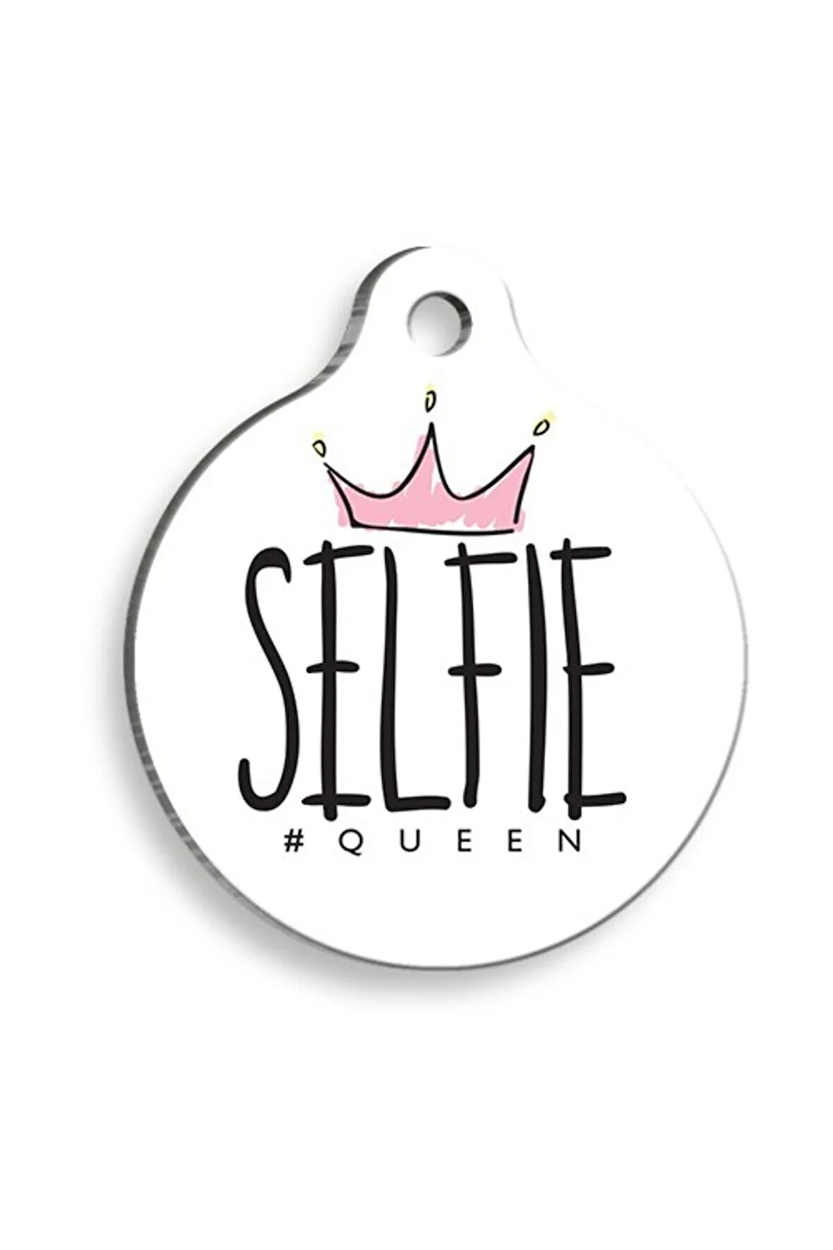 Selfie Queen Yuvarlak Kedi ve Köpek Künyesi Medium 3 cm