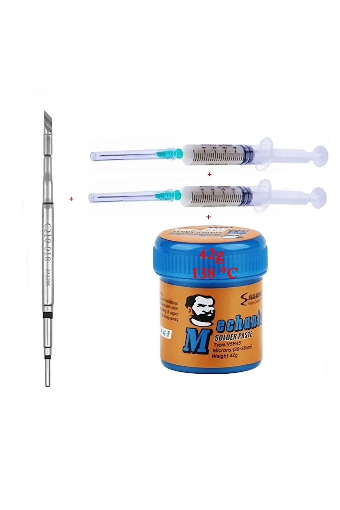 Jbc Oss Team C210-018 Havya Ucu Mechanic Uyumlu Solder Paste 42GR 138C Lehim Toplama Flux Seti 3in1