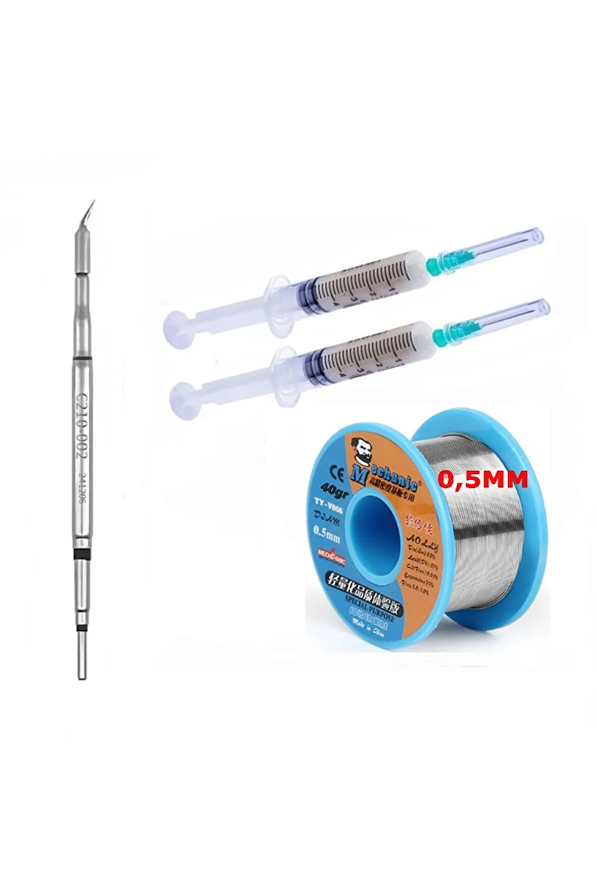 Jbc C210-002 Havya Ucu Mechanic Uyumlu Soldering Wıre 63 Sn-37 Pb Lehim Teli 40 Gr. 05 mm Lehim Toplama Seti 3in1