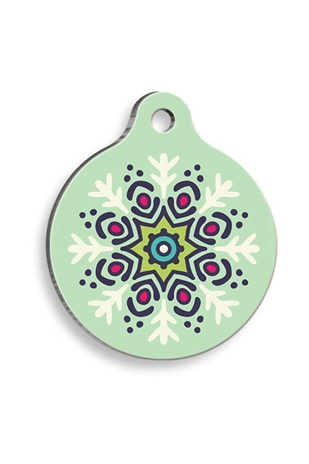 Mandala Yuvarlak Kedi ve Köpek Künyesi Small: 2,5 cm.