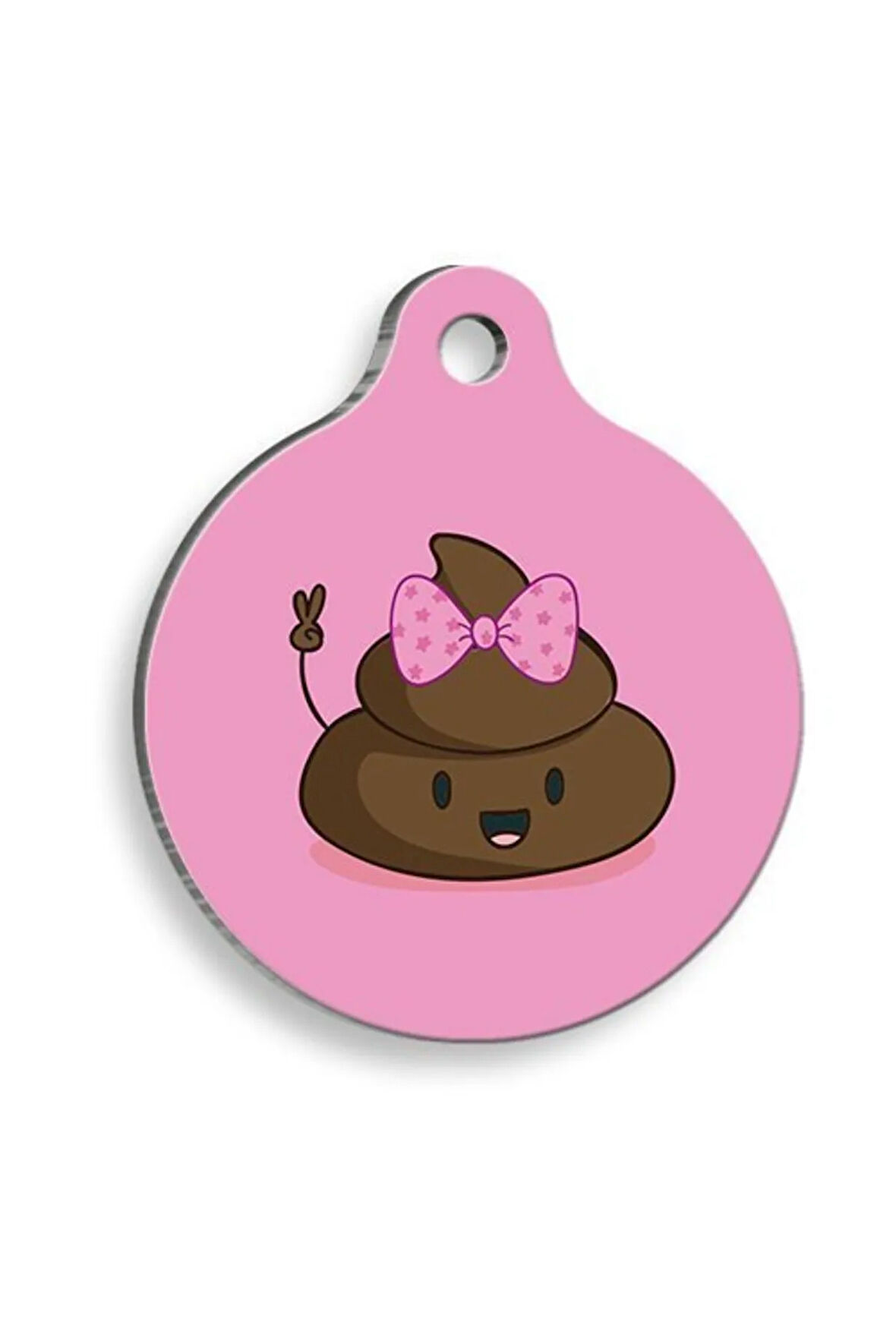 Pink Poo Yuvarlak Kedi ve Köpek Künyesi Large: 3,8 cm.