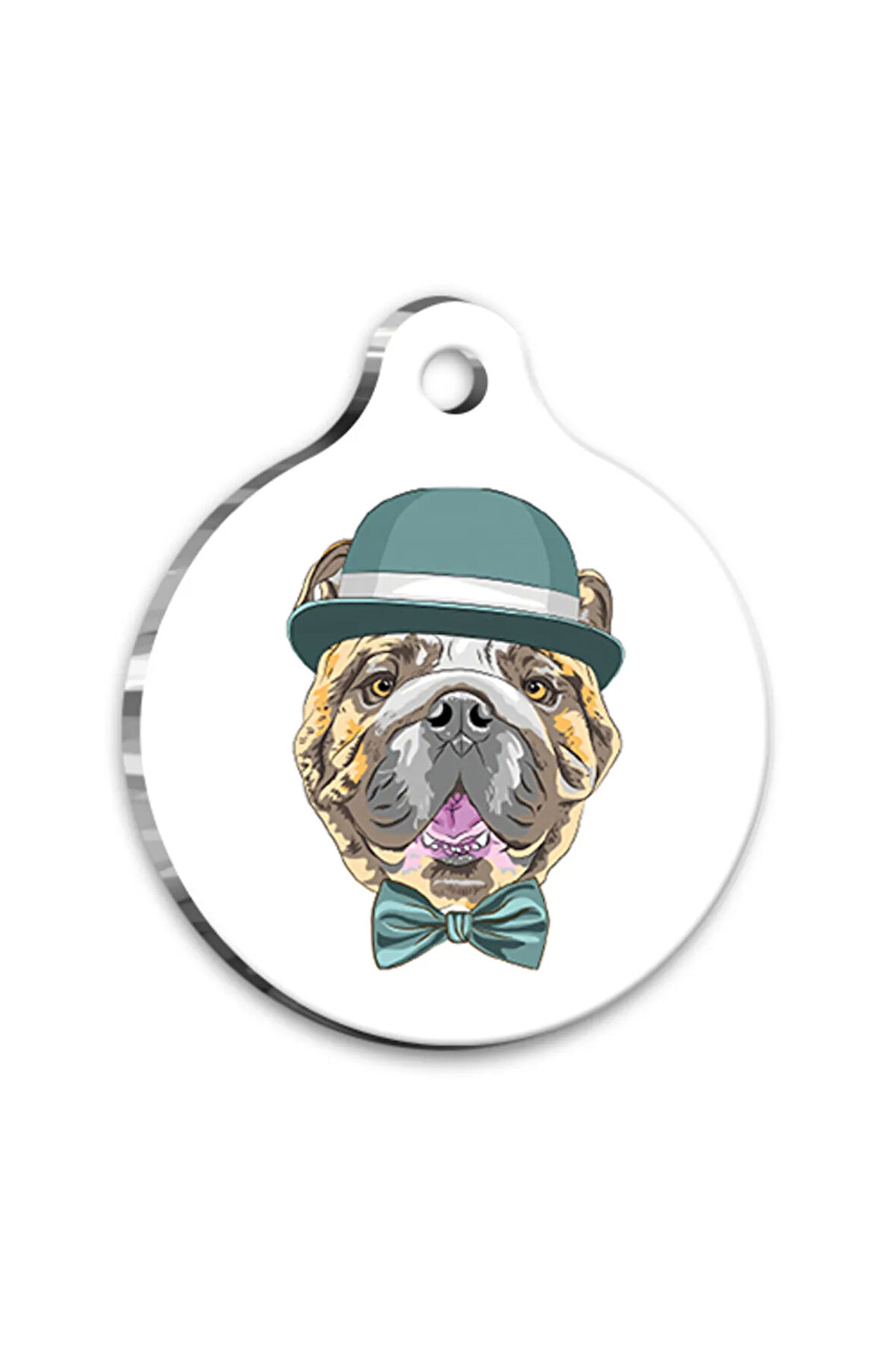 Tasarım English Bulldog Yuvarlak Köpek Künyesi Medium 3 cm